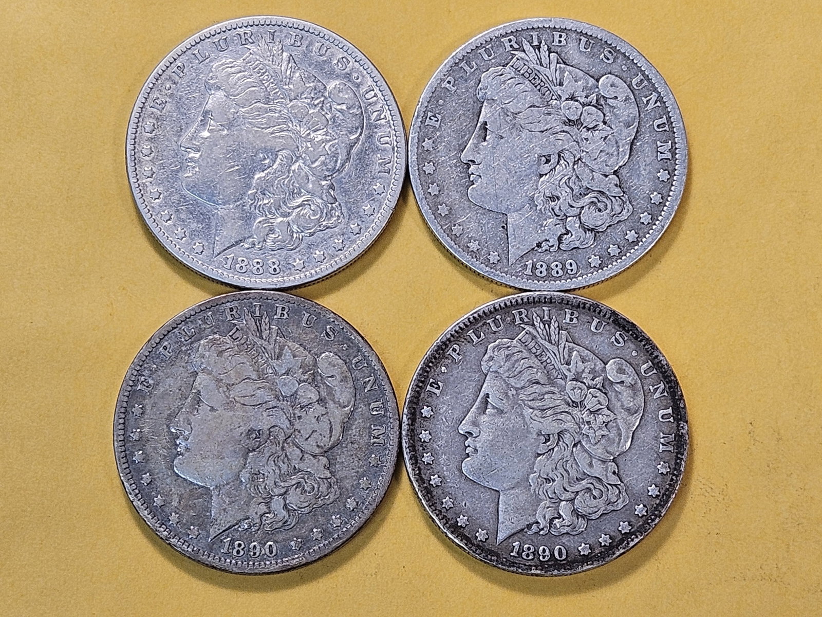 Four Circulated Morgan Silver Dollars - 2