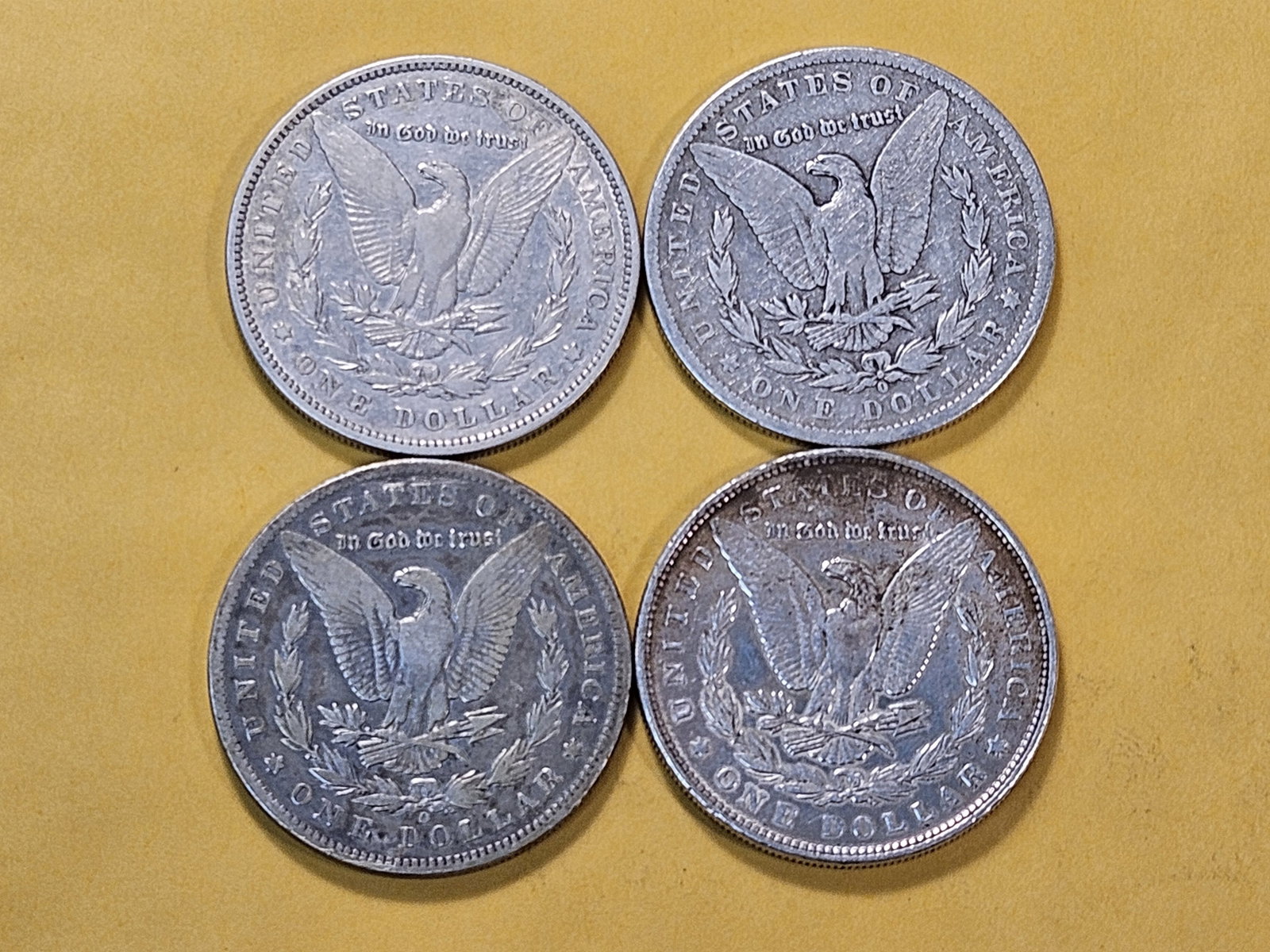 Four Circulated Morgan Silver Dollars - 4