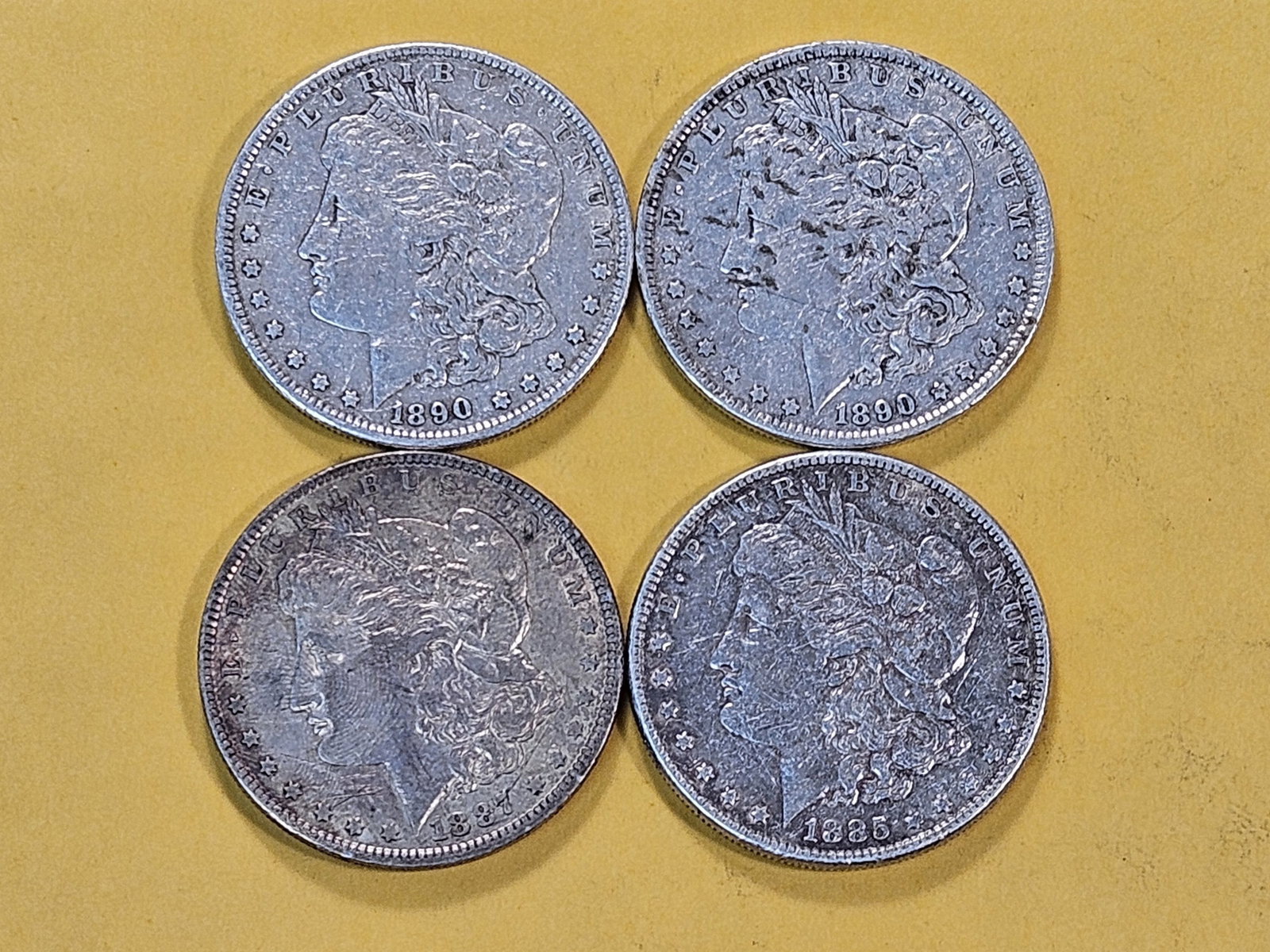 Four Circulated Morgan Silver Dollars - 2