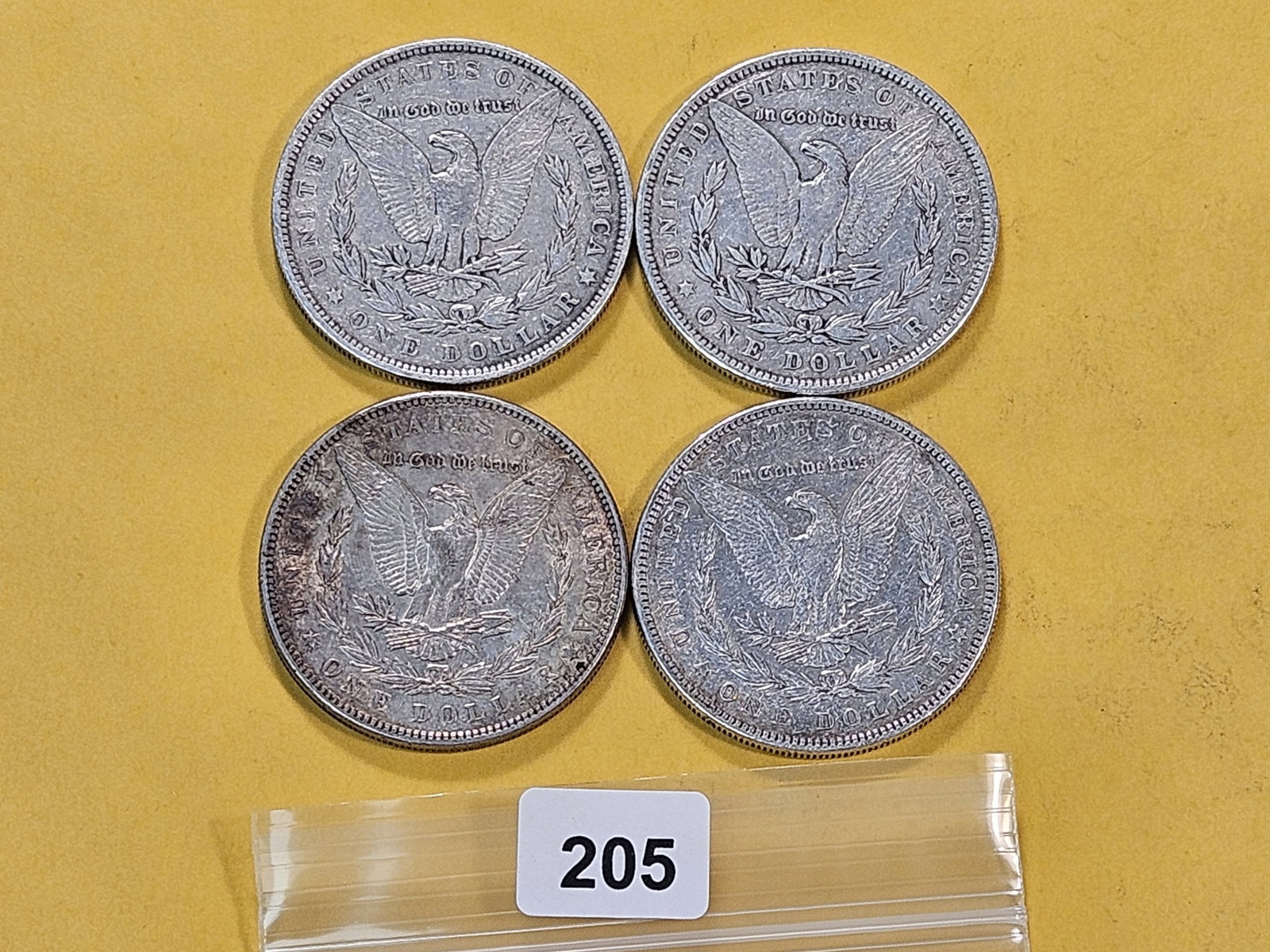 Four Circulated Morgan Silver Dollars - 3