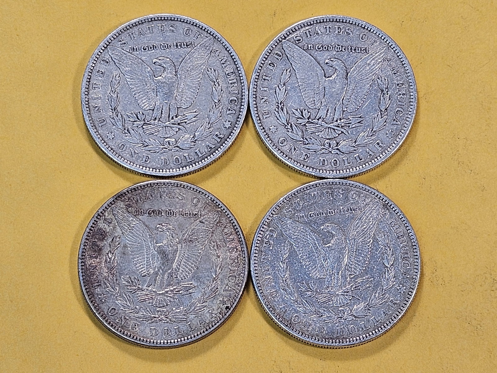 Four Circulated Morgan Silver Dollars - 4