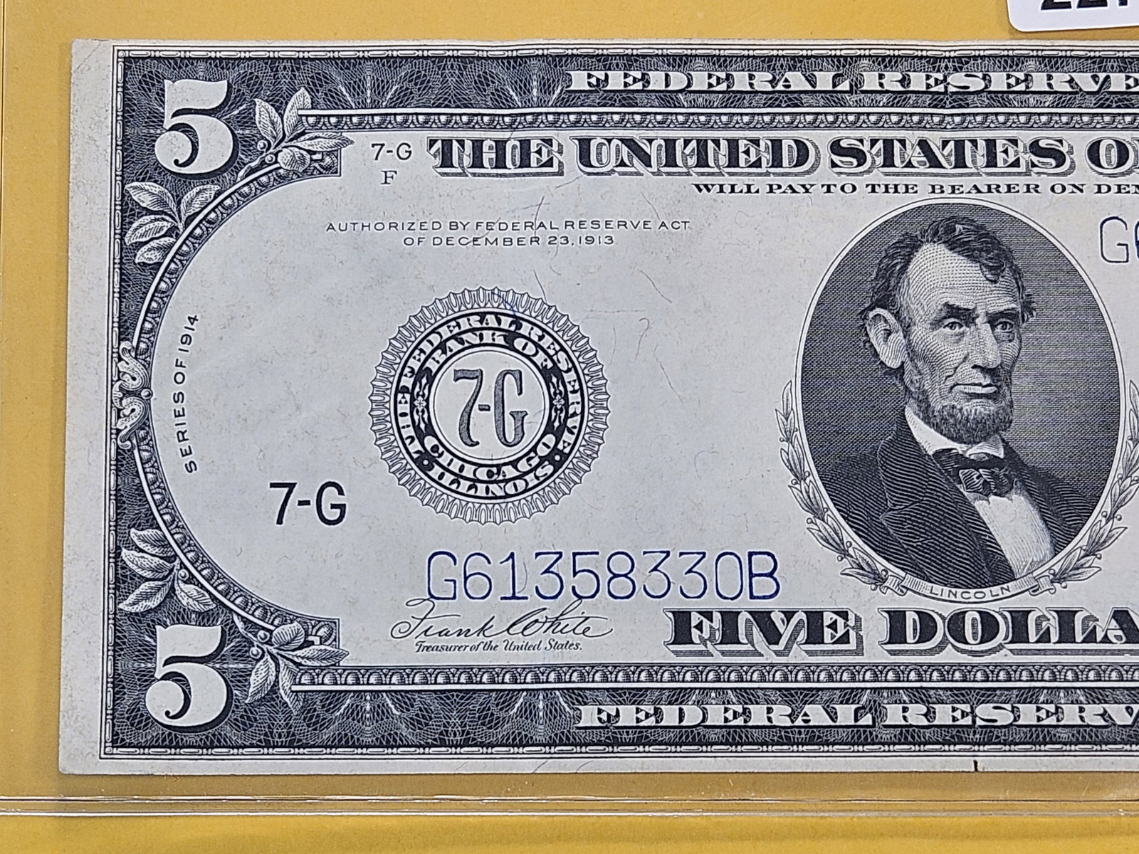 Better Grade Series 1914 Five Dollar Large Size Federal Reserve Note - 2