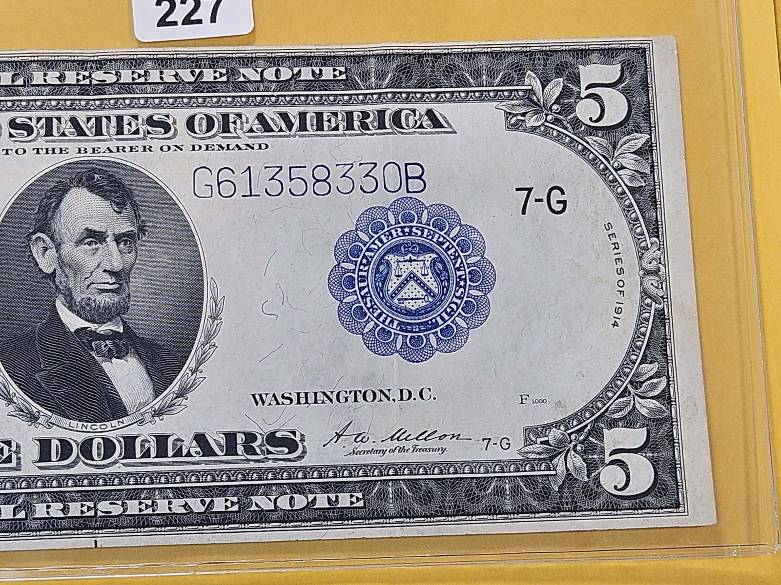 Better Grade Series 1914 Five Dollar Large Size Federal Reserve Note - 3