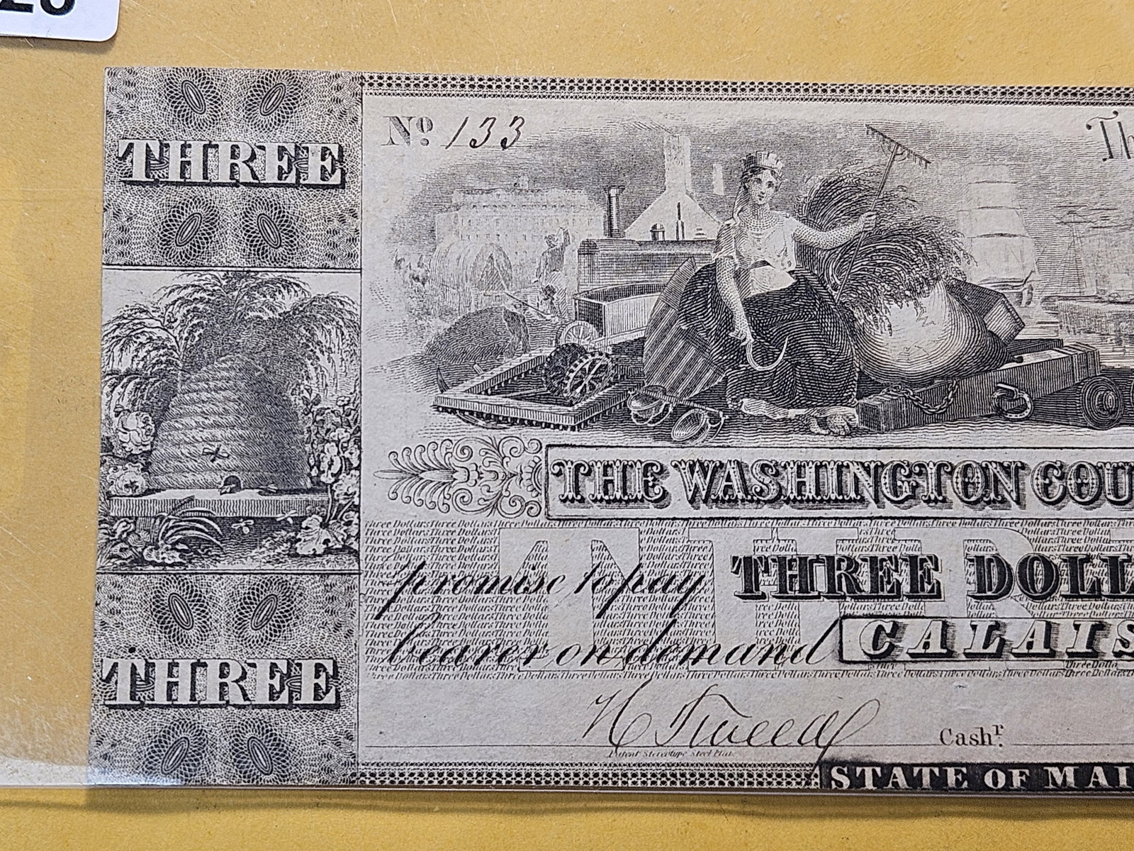 WOW! Series 1834 Three Dollar Obsolete Note - 2