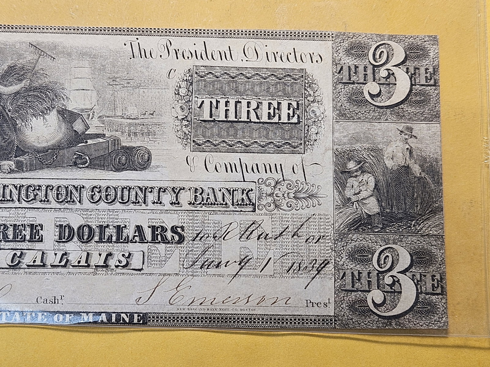 WOW! Series 1834 Three Dollar Obsolete Note - 3