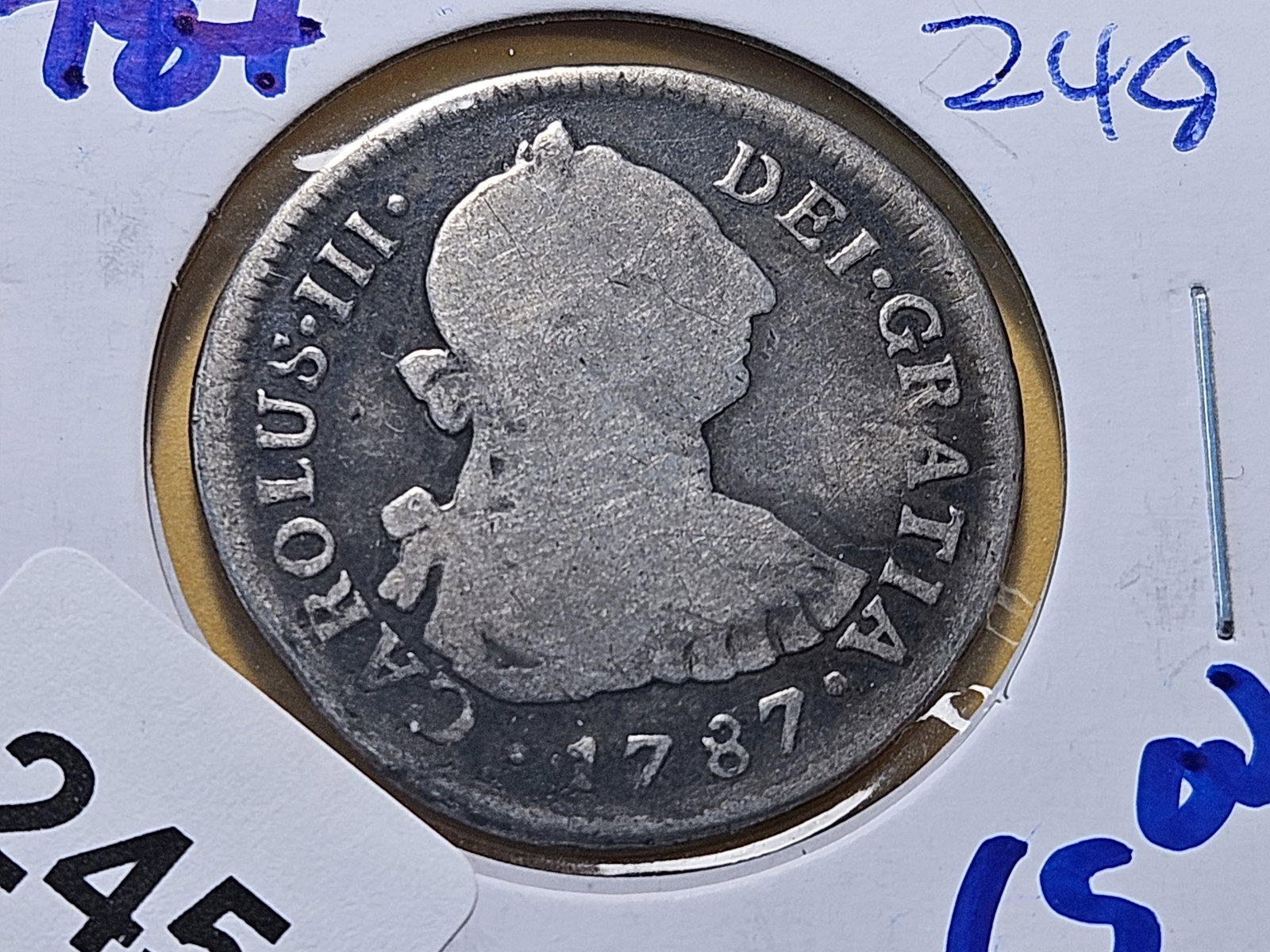 1787 Spanish Colonies Silver 2 Reals: KM# 88.2a