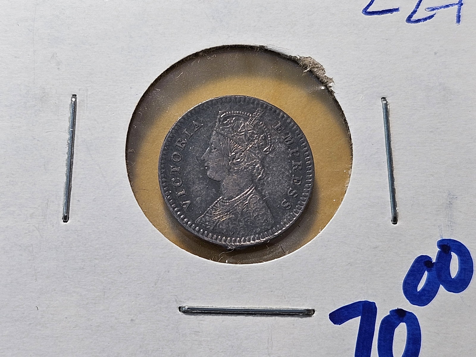Two Foreign Silver Coins from India and Britain - 3