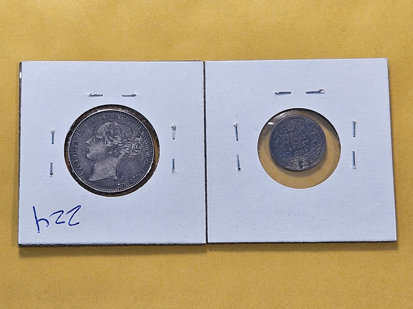 Two Foreign Silver Coins from India and Britain - 4
