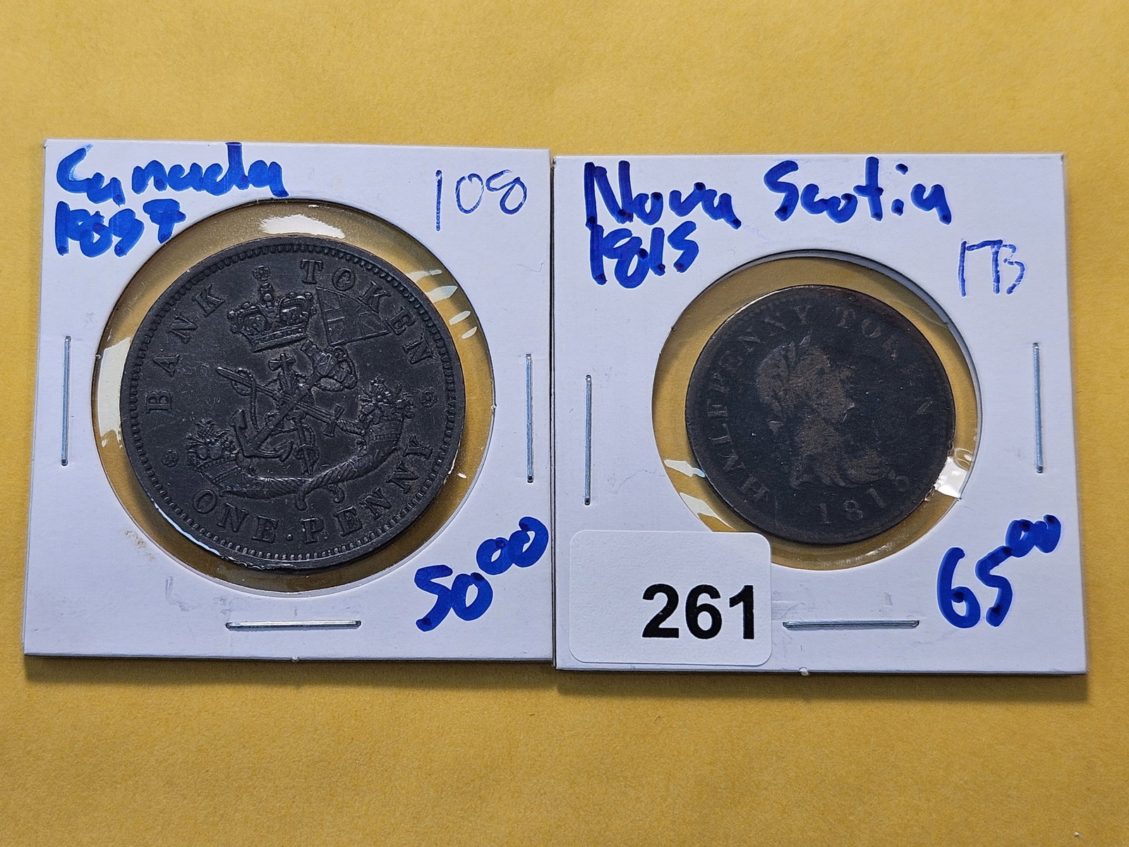 Two Bank Tokens from Canada and Nova Scotia (1 of 6)