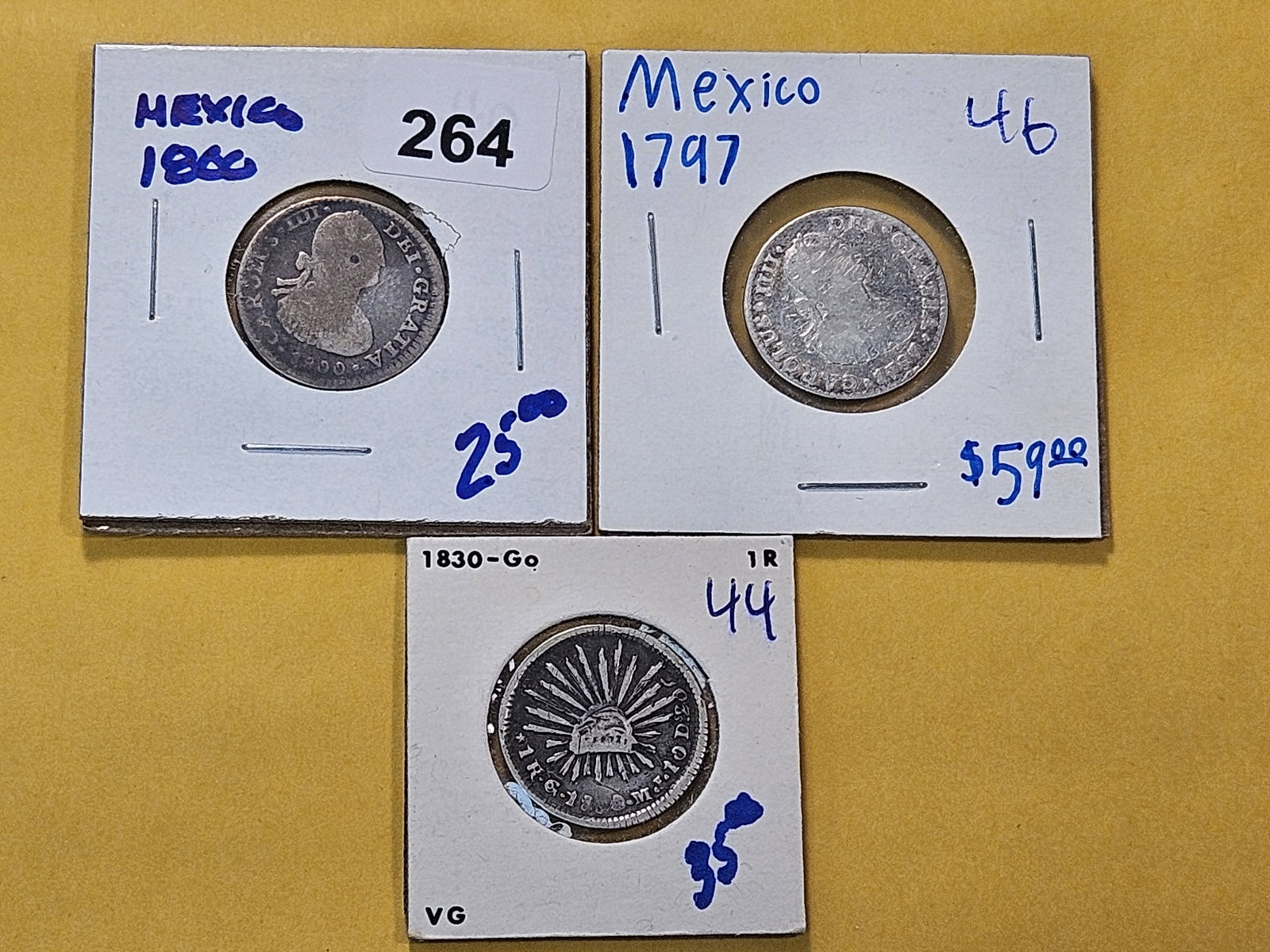 Three Mexican Silver Reals