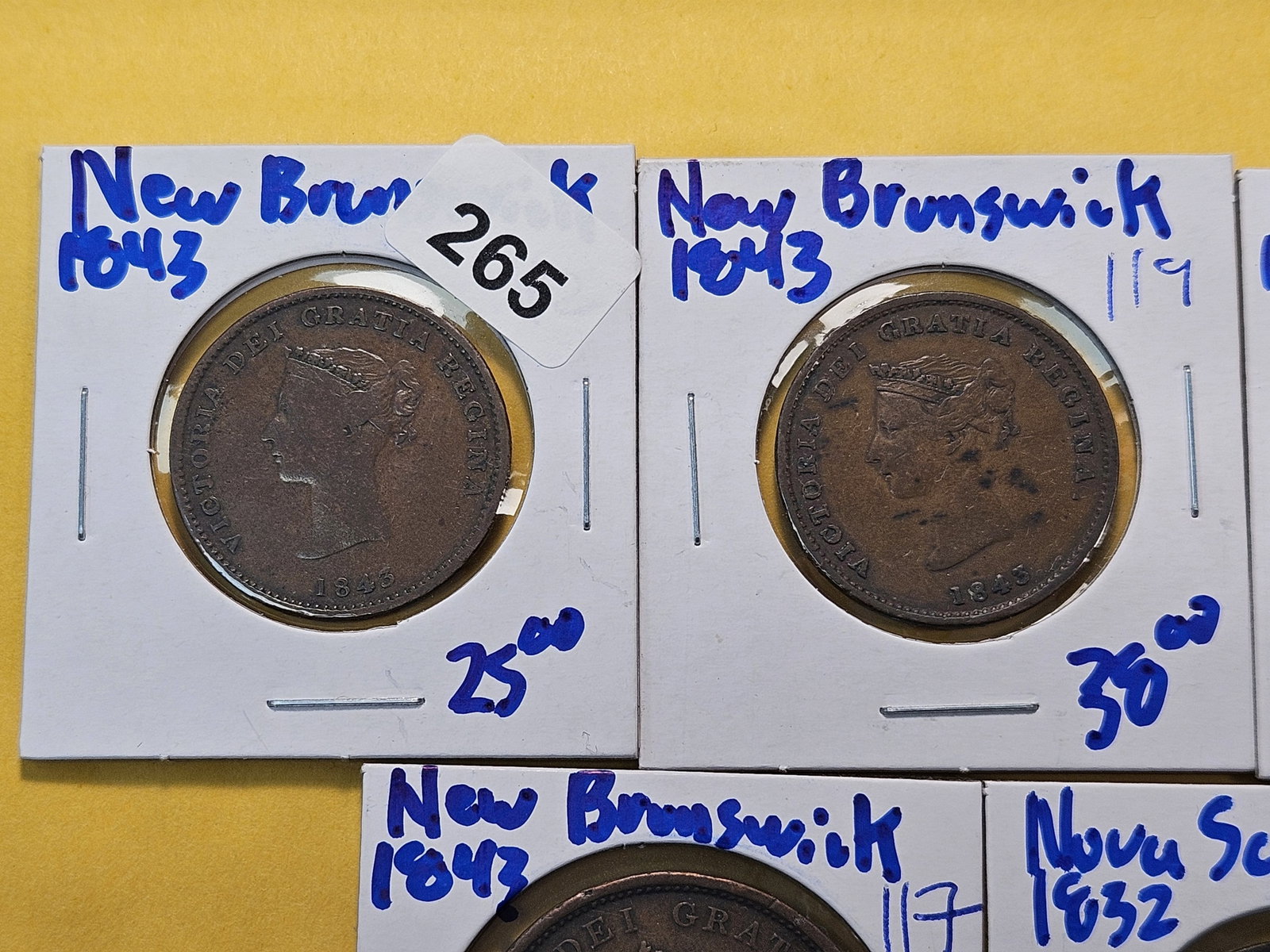 Five Copper Bank Tokens from New Brunswick and Nove Scotia - 2