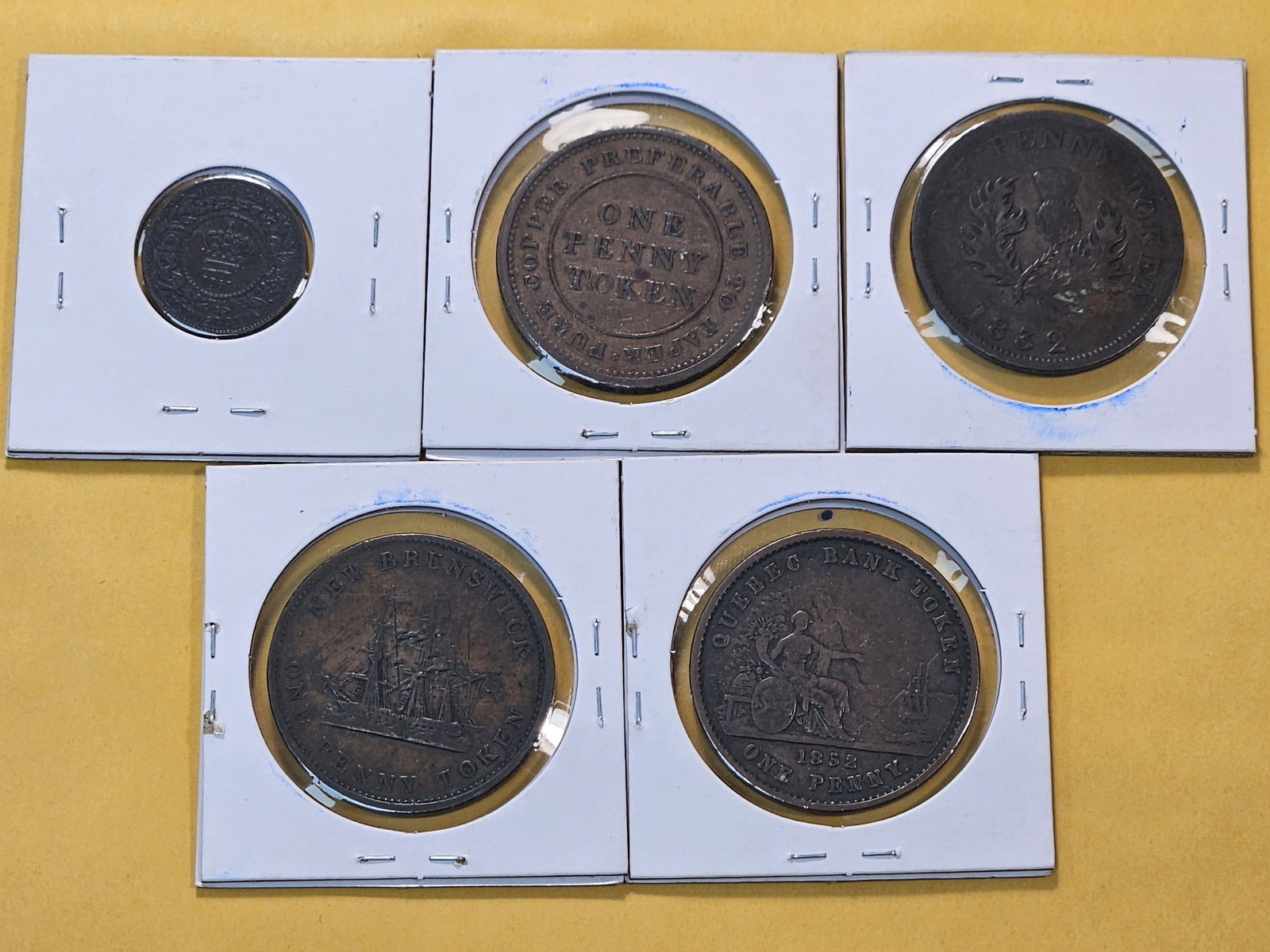 Five Copper Bank Tokens from Canada and Nove Scotia - 7