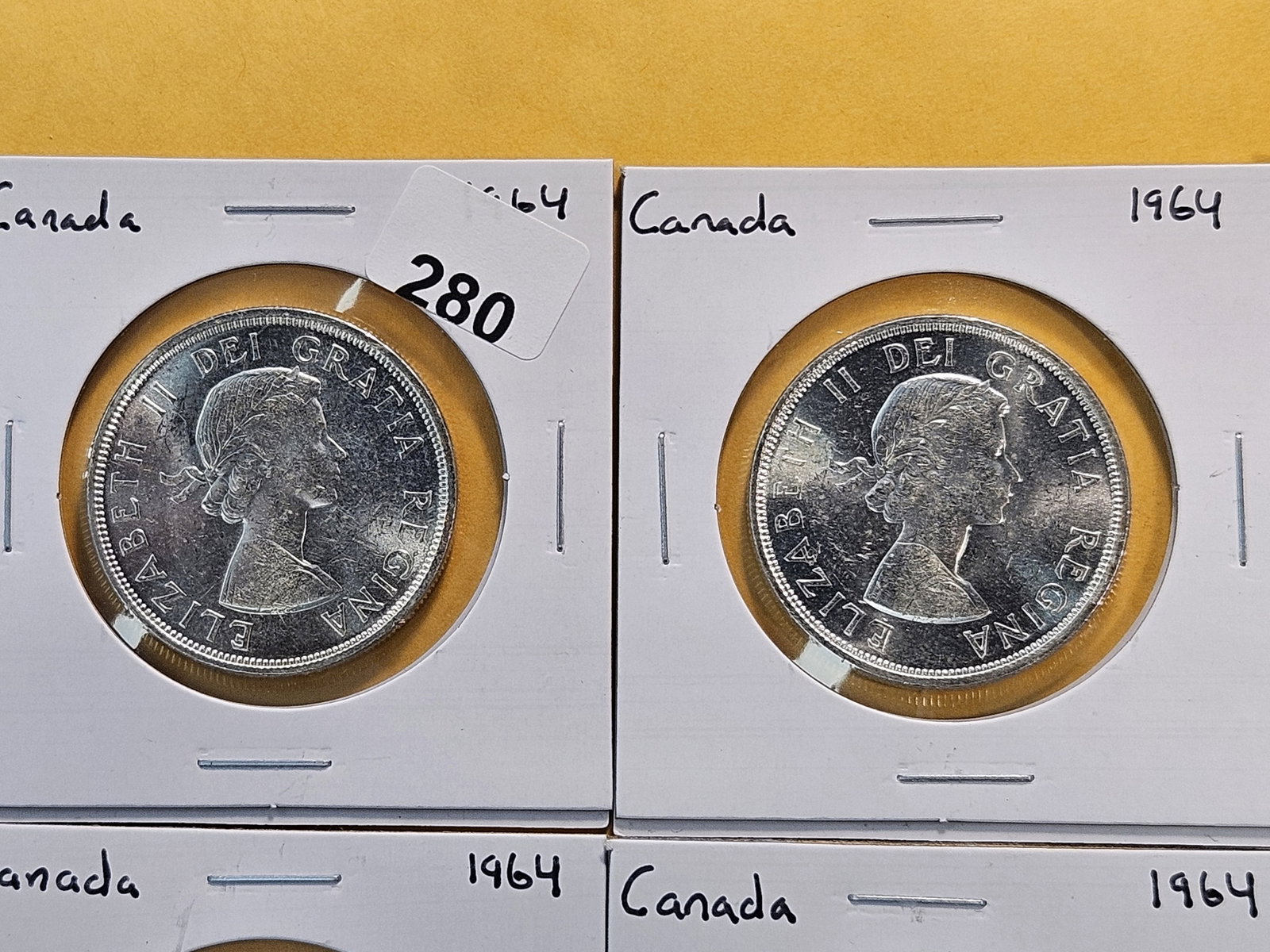 Ten Brilliant Uncirculated 1964 Canadian Silver Dollars - 2