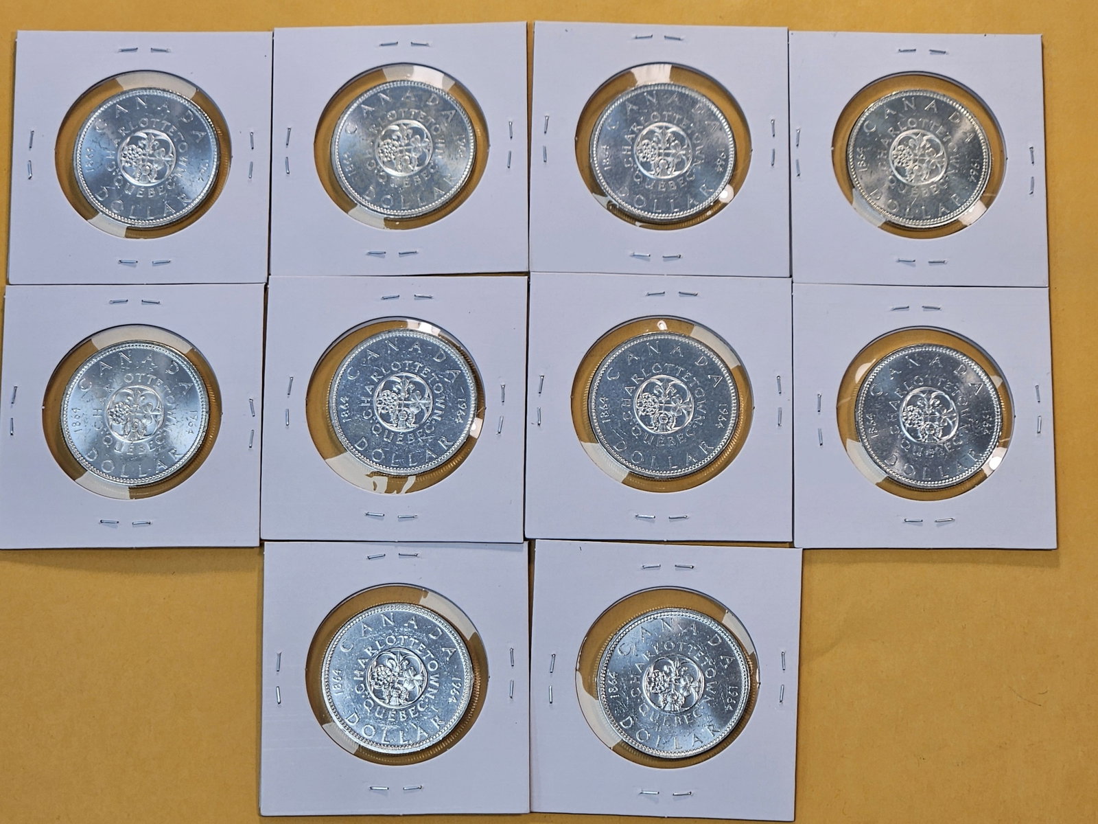 Ten Brilliant Uncirculated 1964 Canadian Silver Dollars - 7