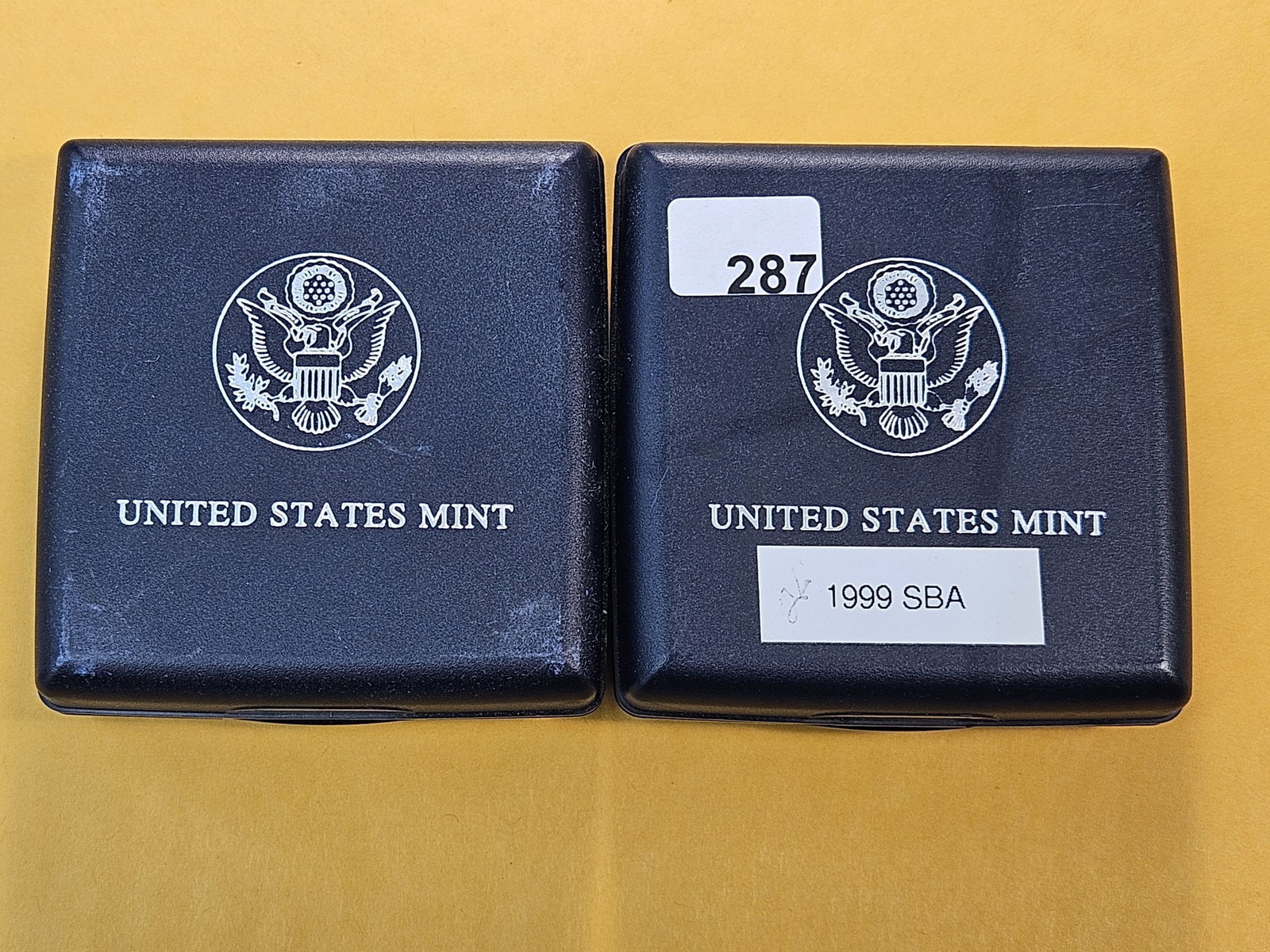 Two US Mint GEM Proof 1999 Susan B. Anthony Dollars: In Original Government Packaging, one has Certificate of Authenticity