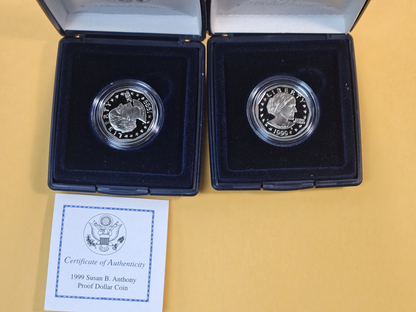 Two US Mint GEM Proof 1999 Susan B. Anthony Dollars - 2