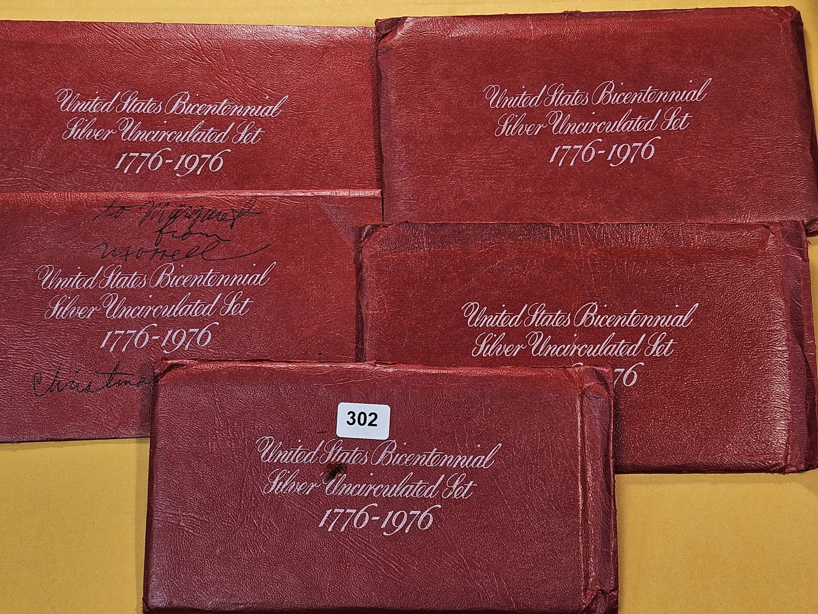 Five US Mint Silver Uncirculated Bicentennial 3-Coin sets: In Blister Pack and Original Red Envelopes. Fifteen Silver Coins