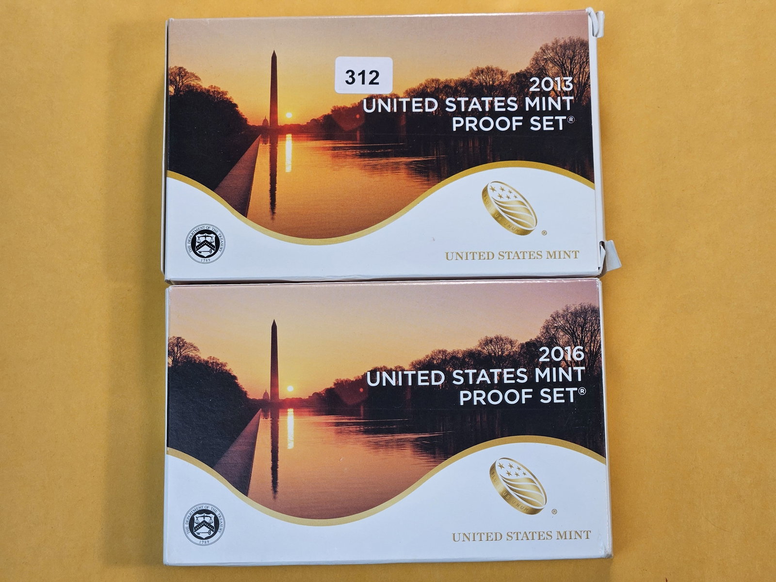 Two US Mint Proof Sets: 2013 and 2016. In OGP with COA's
