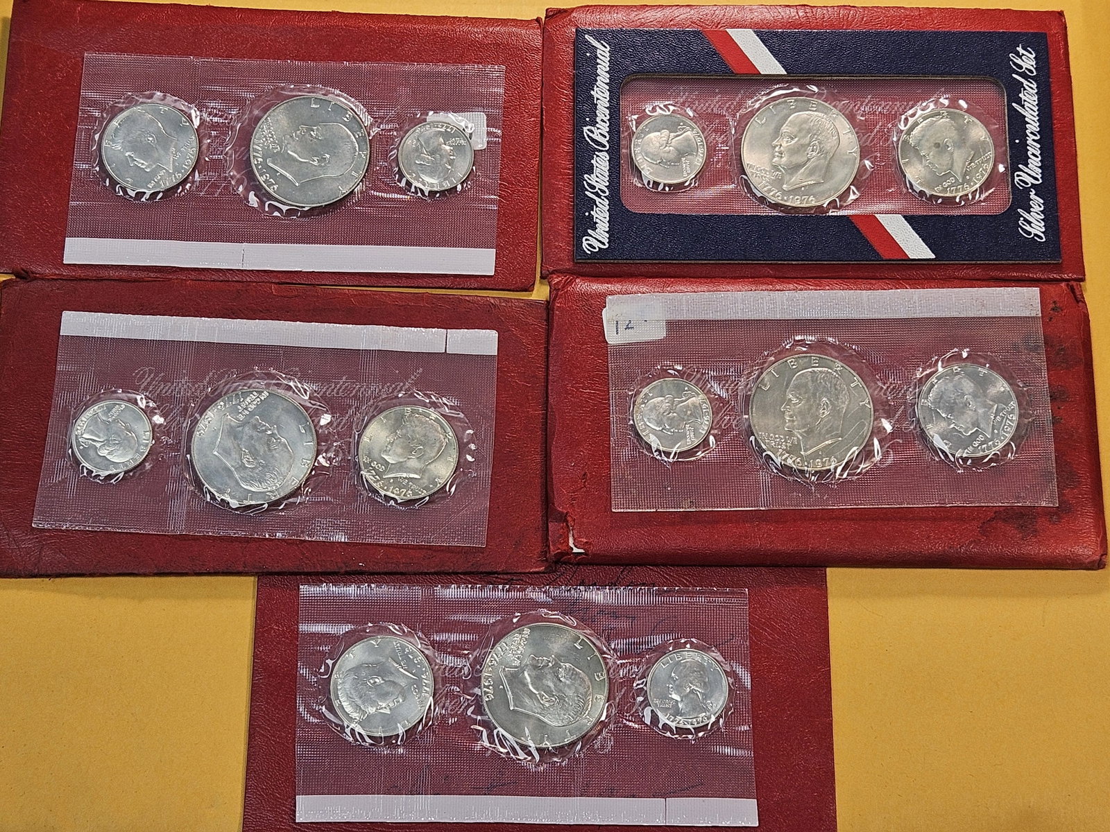 Five US Mint Silver Uncirculated Bicentennial 3-Coin sets - 2