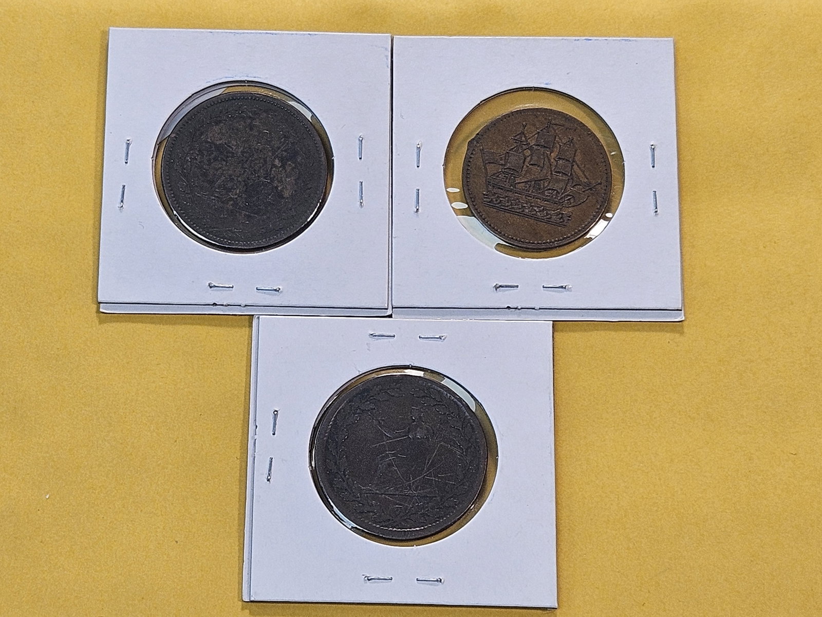 Three Foreign Copper Tokens - 5