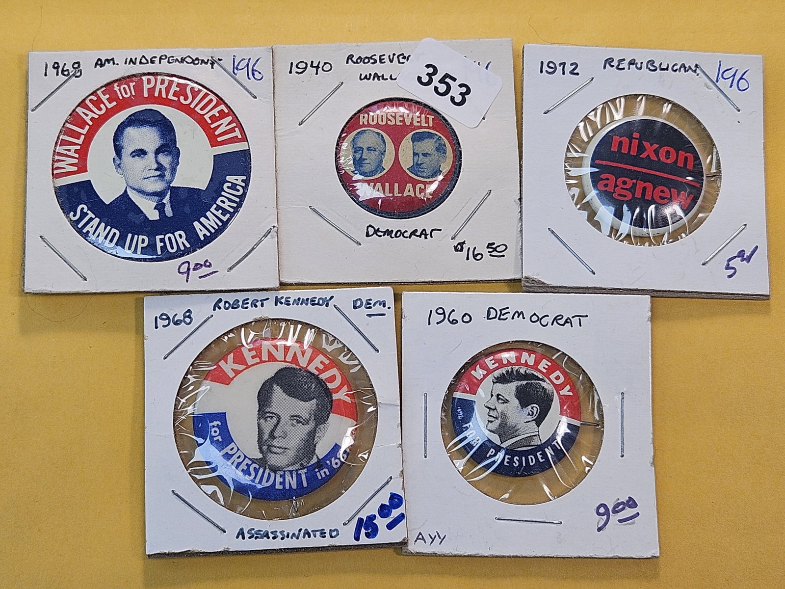 Five United States Political Pins (1 of 5)