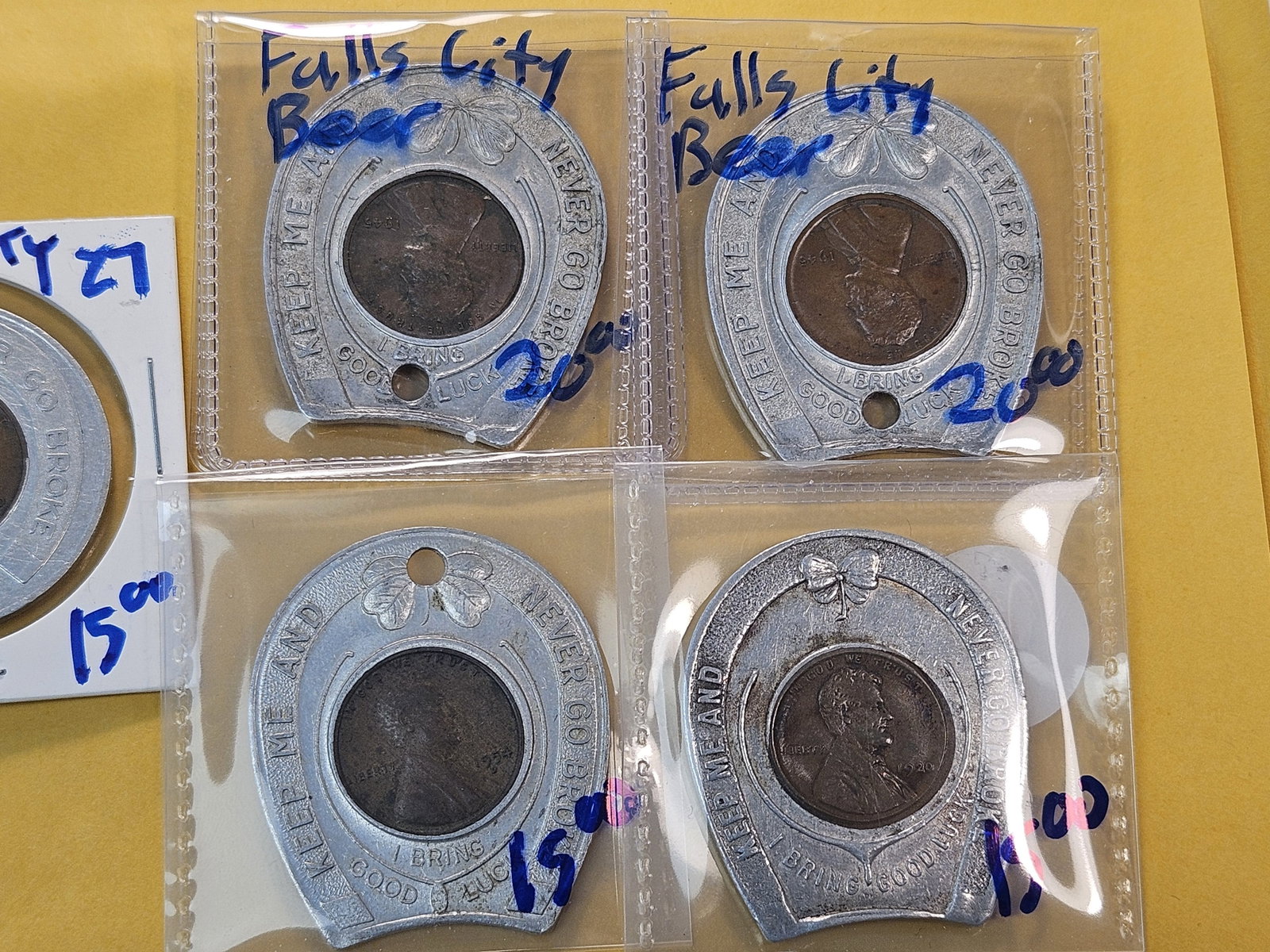Seven Encased Wheat Cent Tokens - 3