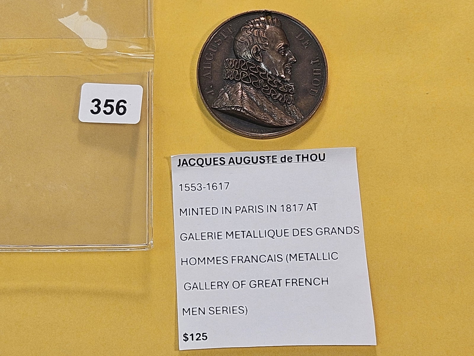 1817 French Jacques Augute de Thou Medal - 2