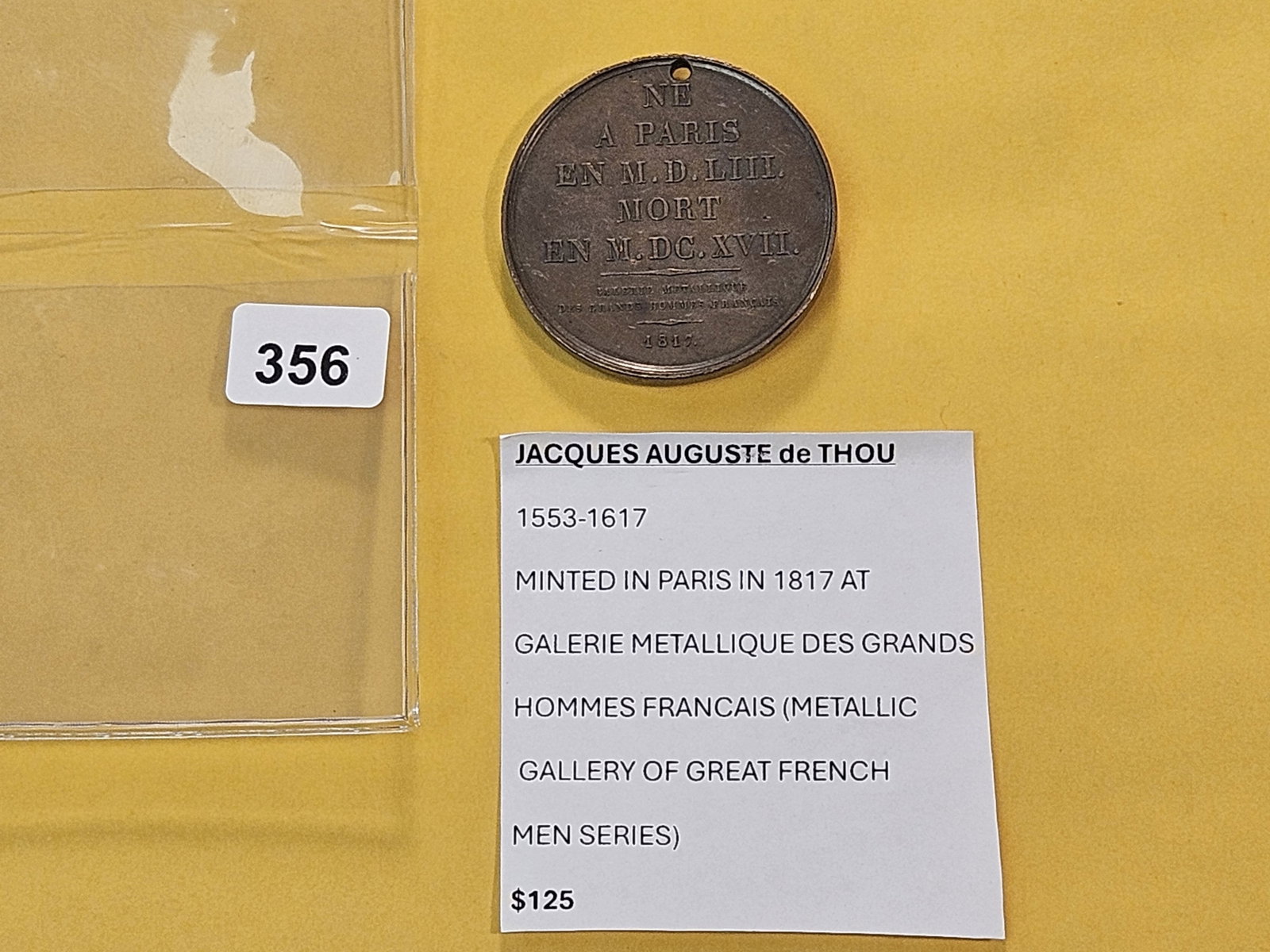 1817 French Jacques Augute de Thou Medal - 3