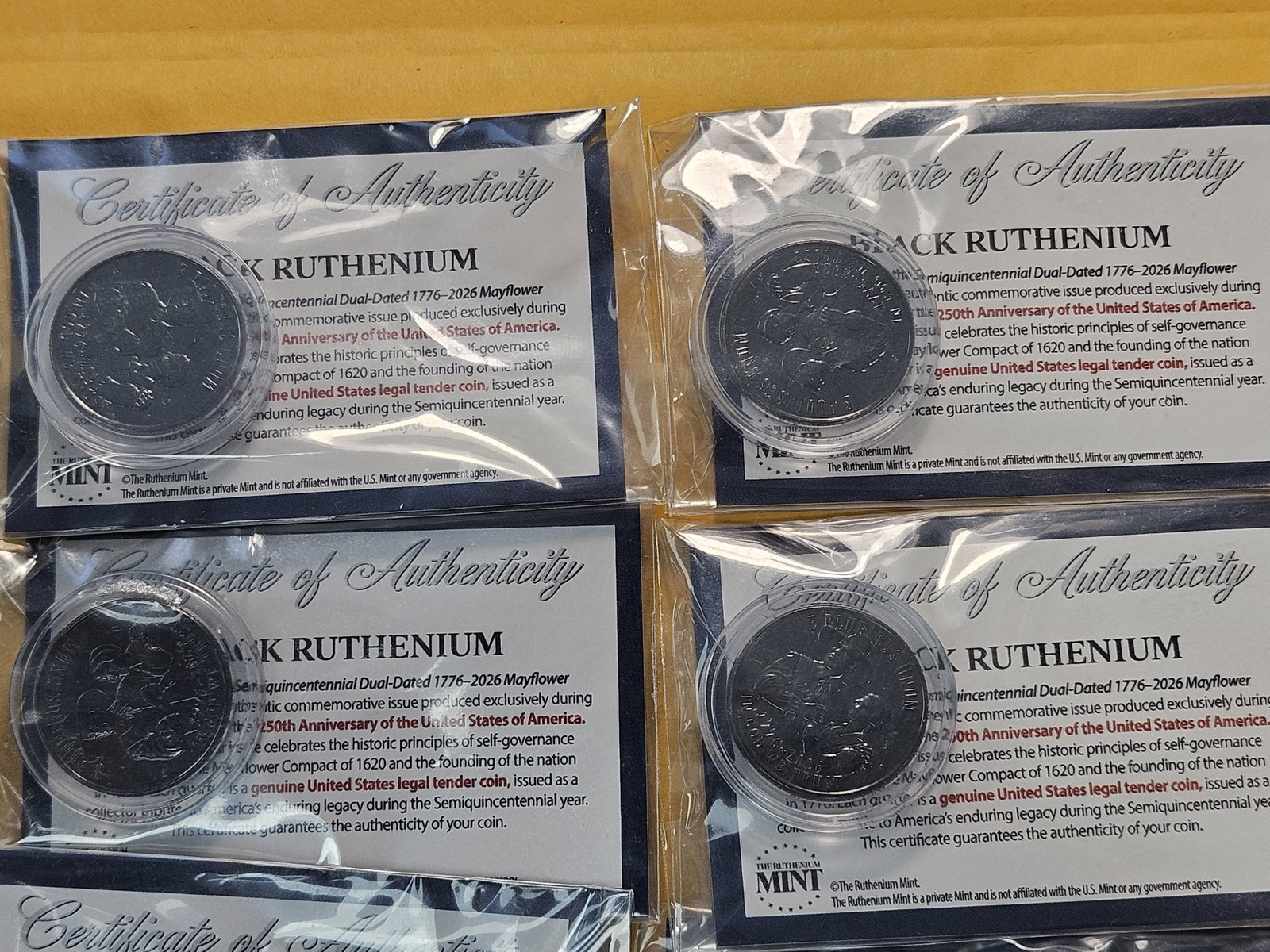 Eight Black Ruthenium Plated 2026 Quarters - 3