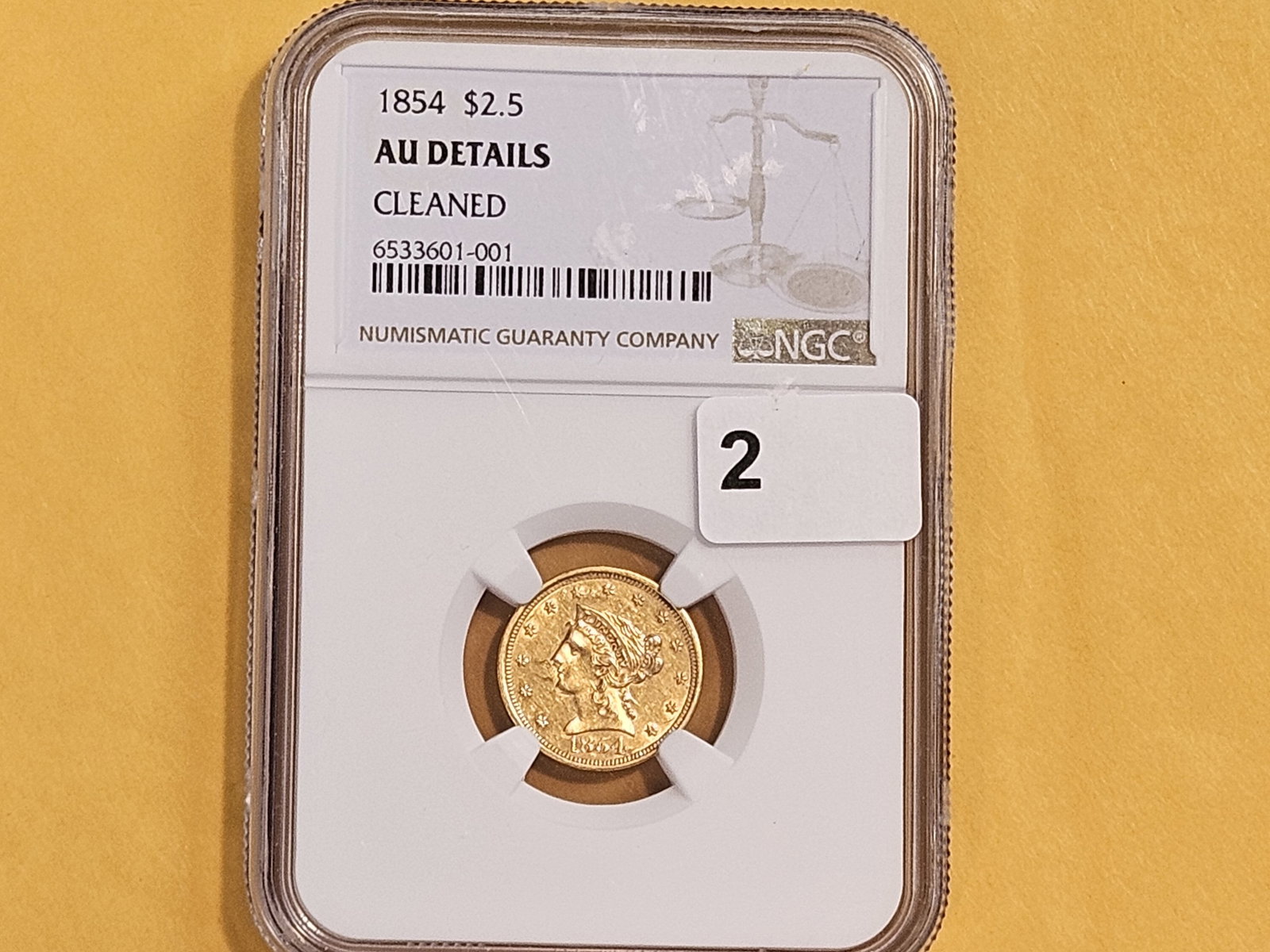 GOLD! NGC 1854 Gold Dollar in Brilliant About Uncirculated plus - details - 2