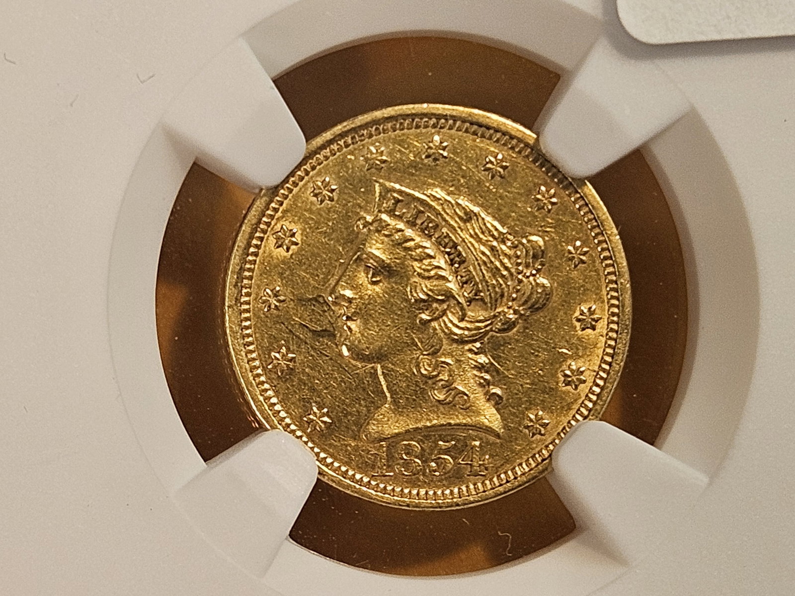 GOLD! NGC 1854 Gold Dollar in Brilliant About Uncirculated plus - details - 3