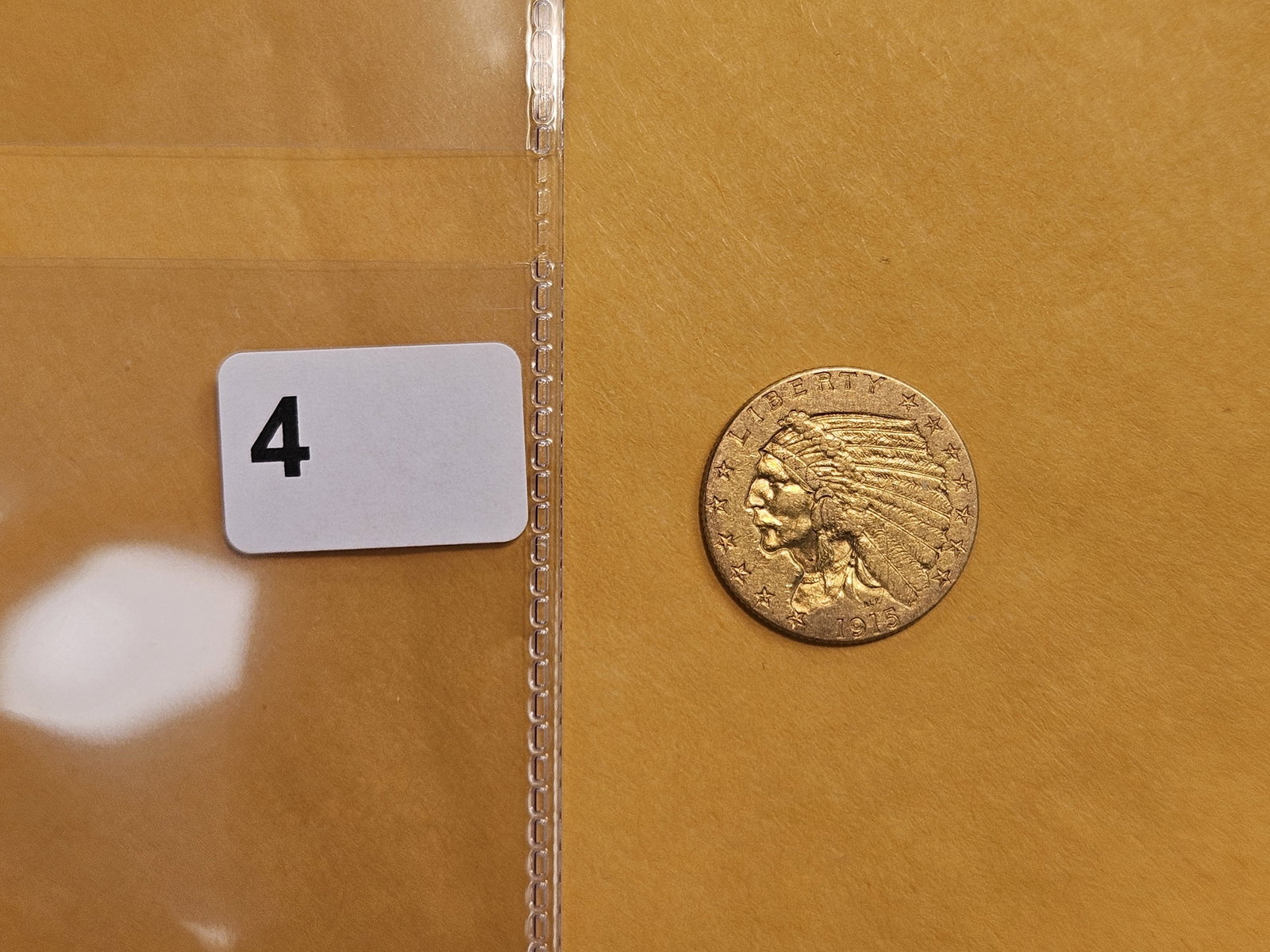 GOLD! Brilliant About Uncirculated 1915 Gold Indian Head $2.5 Dollars - 2
