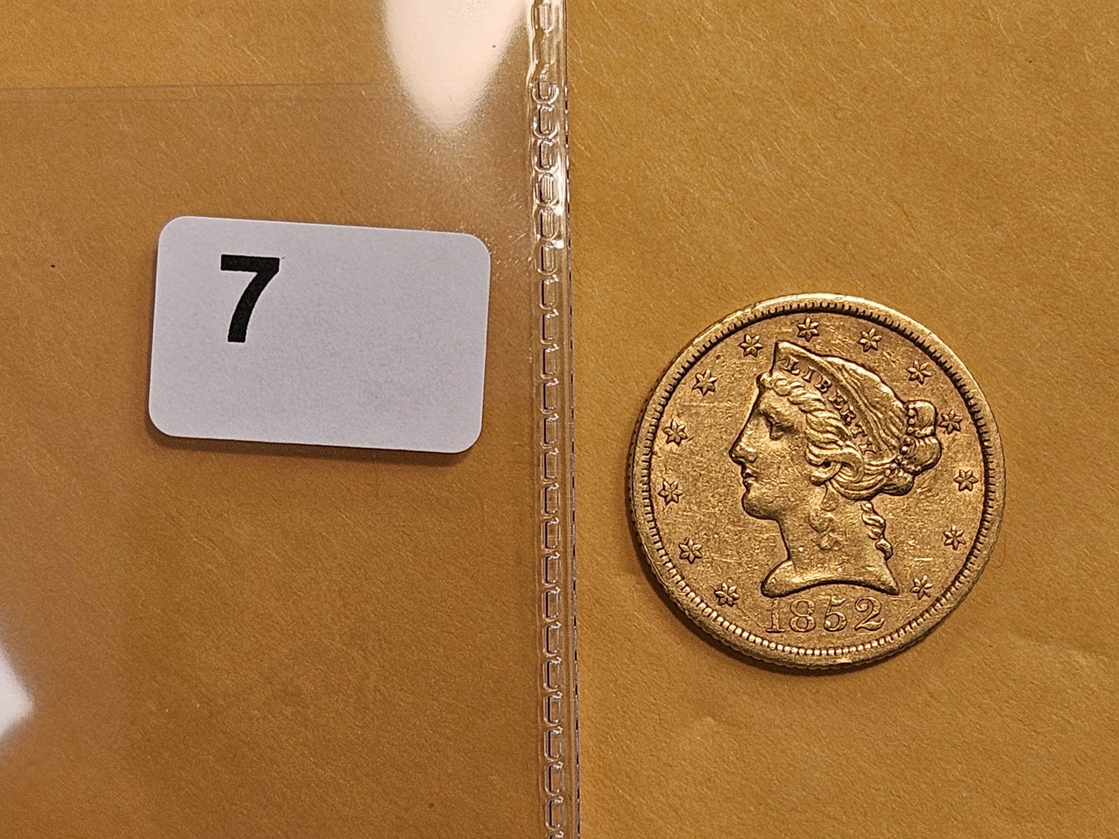GOLD! Bright 1852 Liberty Head Gold Five Dollar Half-Eagle - 2