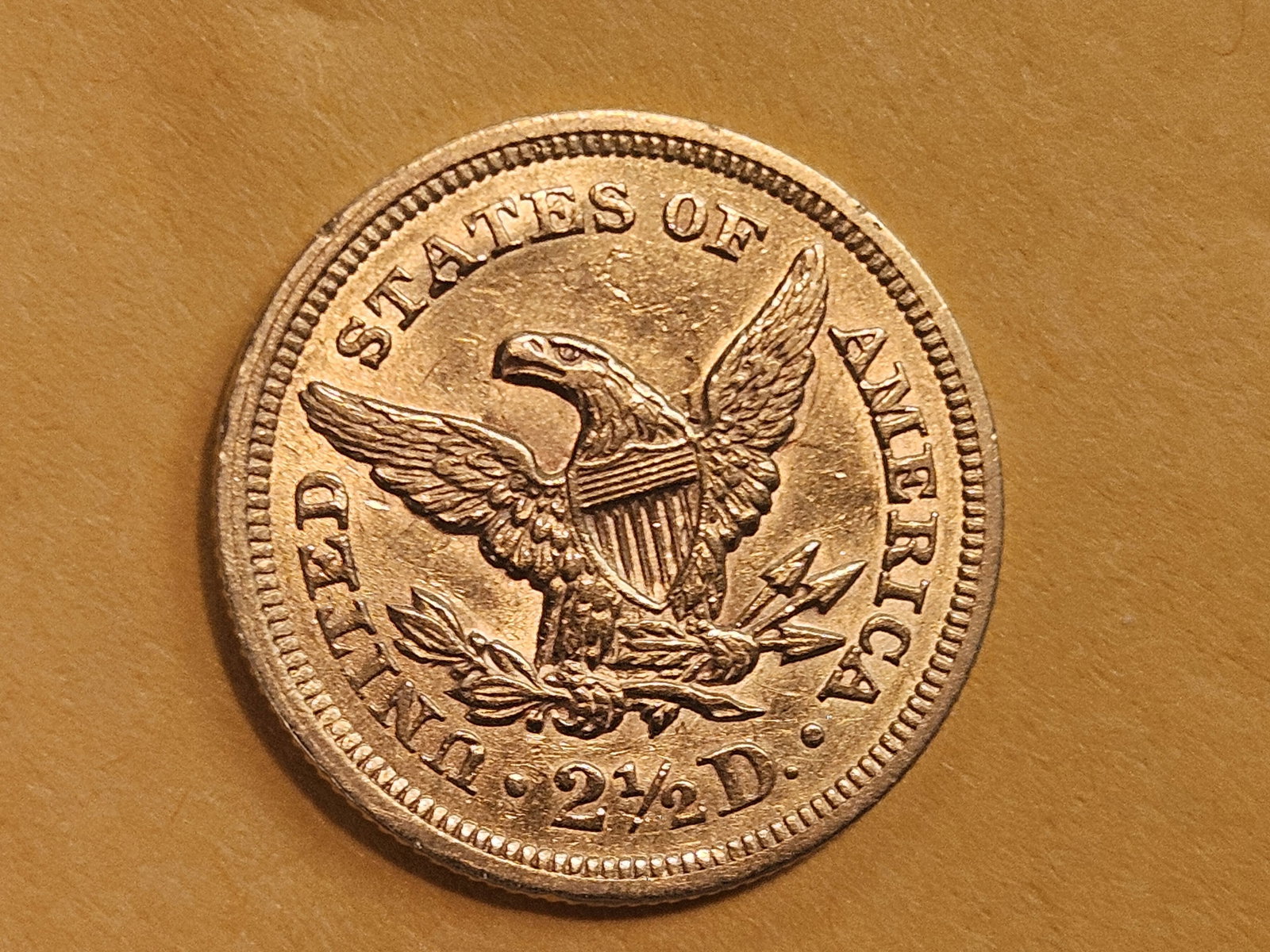 GOLD! Brilliant About Uncirculated plus 1854 Liberty Head Gold $2.5 Dollars - 5