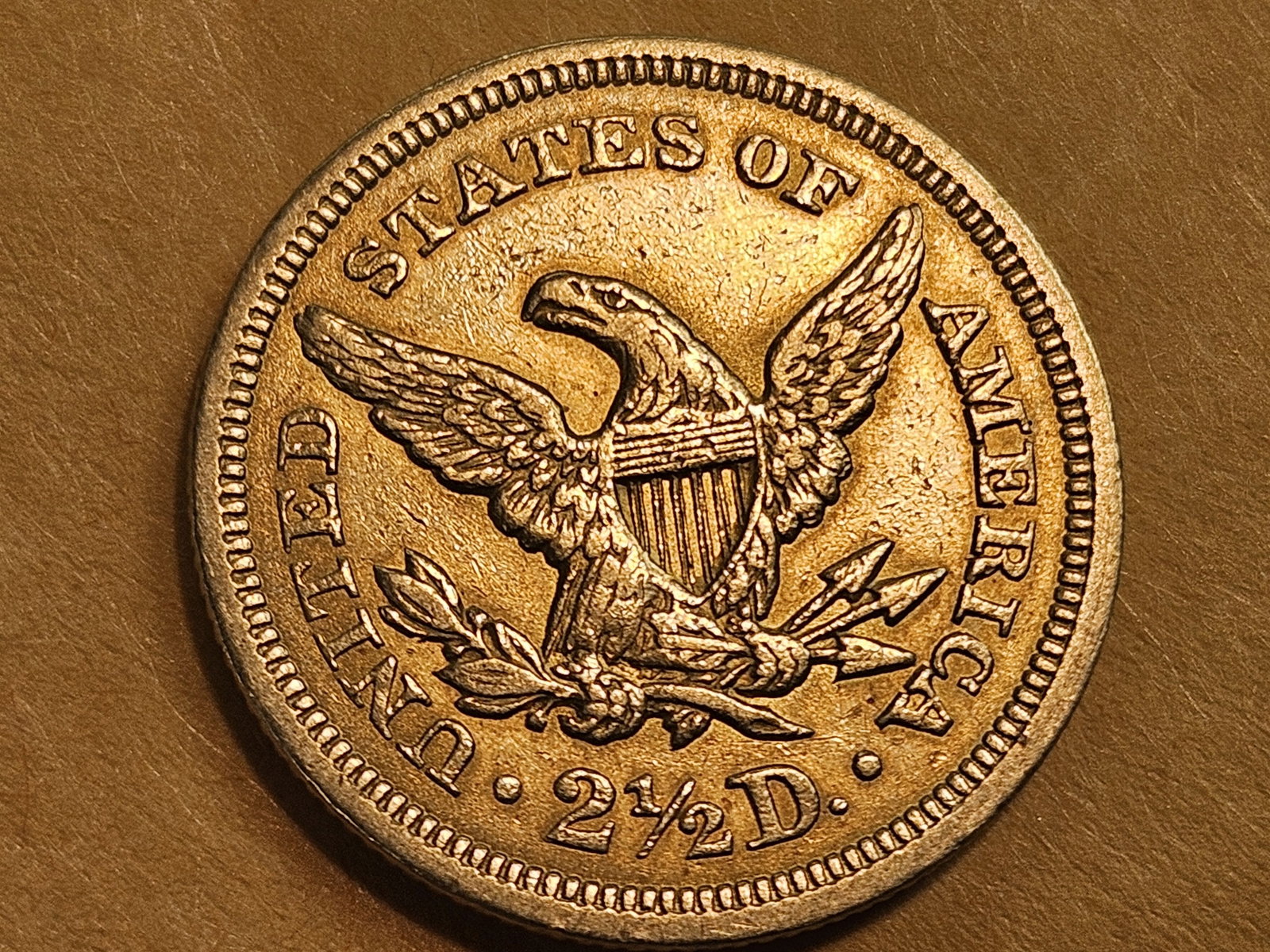 GOLD! Brilliant About Uncirculated 1851 Liberty Head Gold $2.5 Dollars - 5
