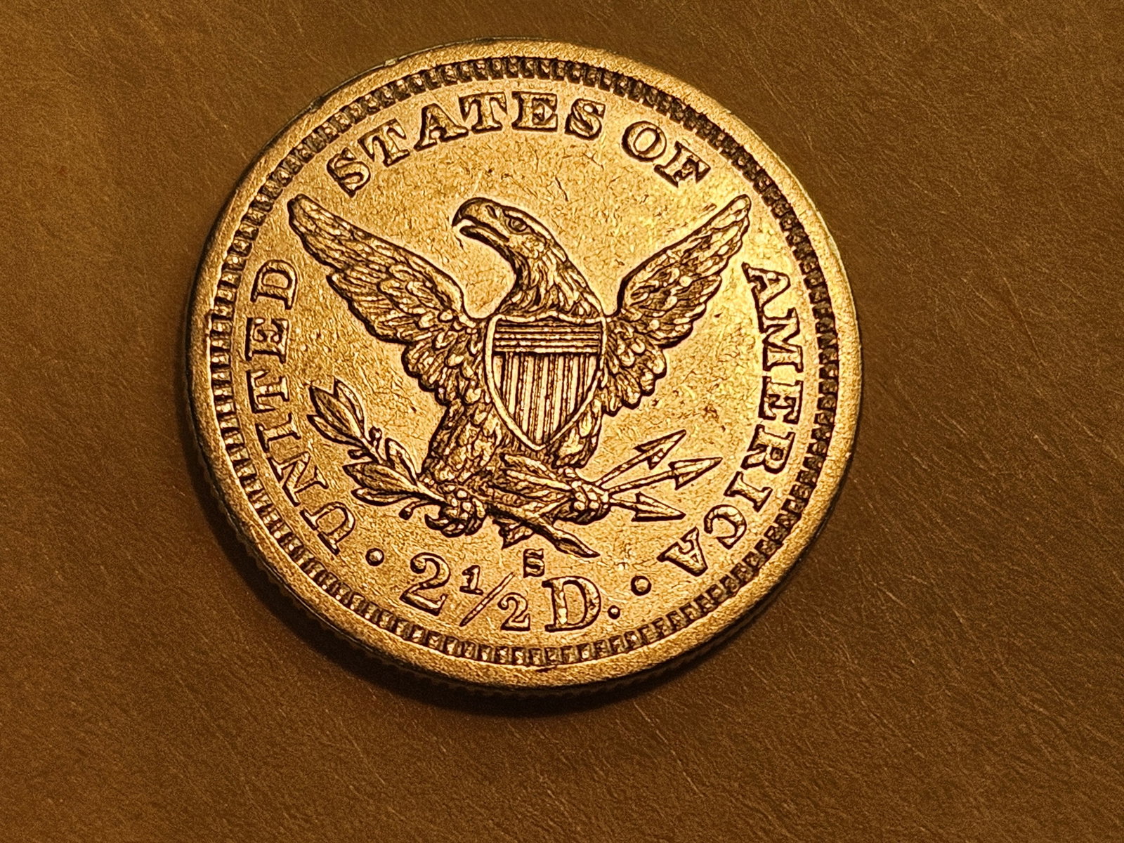 GOLD! Brilliant About Uncirculated Plus 1878-S Liberty Head Gold $2.5 Dollars - 4