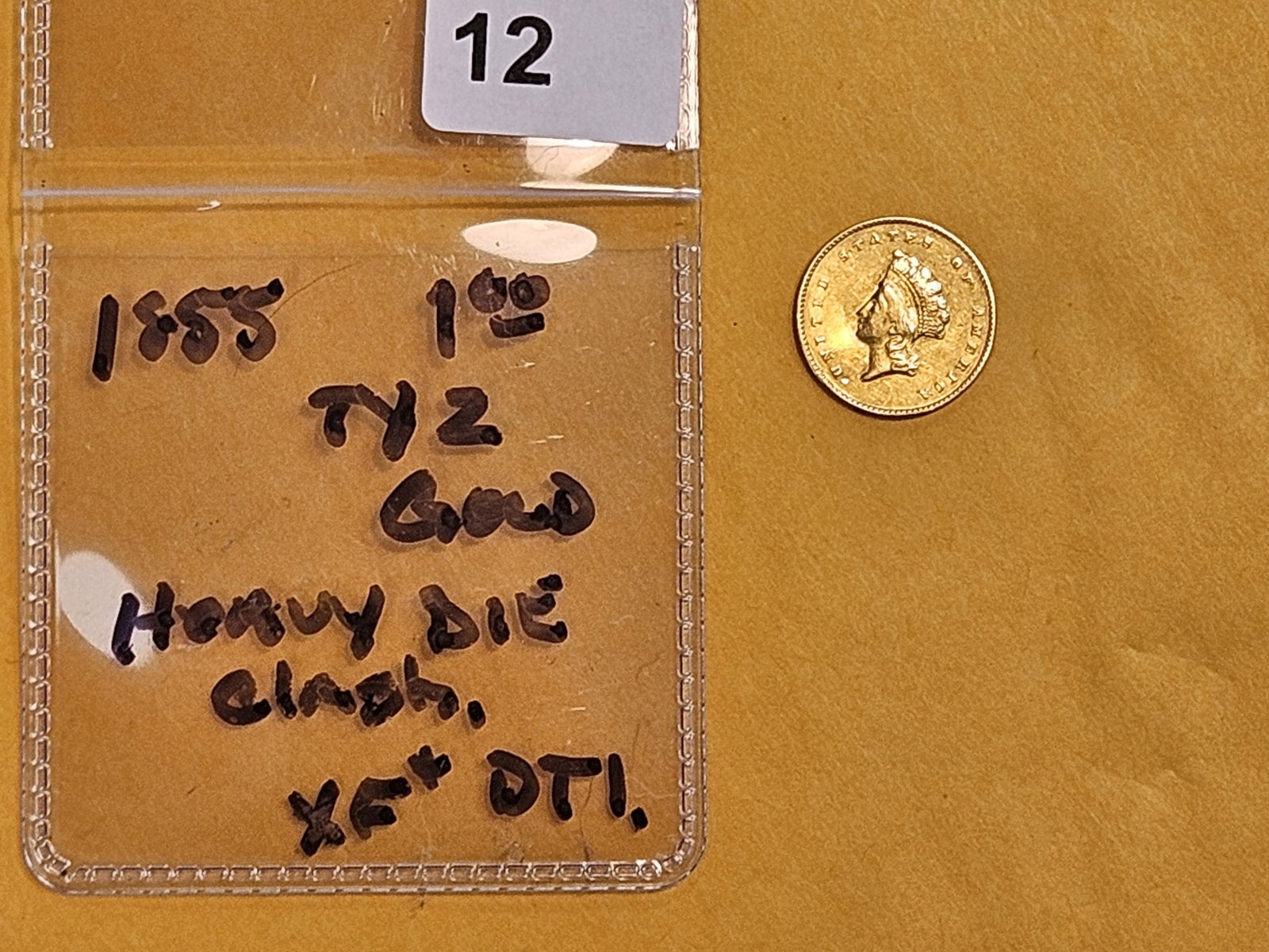 GOLD! Bright 1855 Type 2 Gold Dollar in Extra Fine plus - details - 2