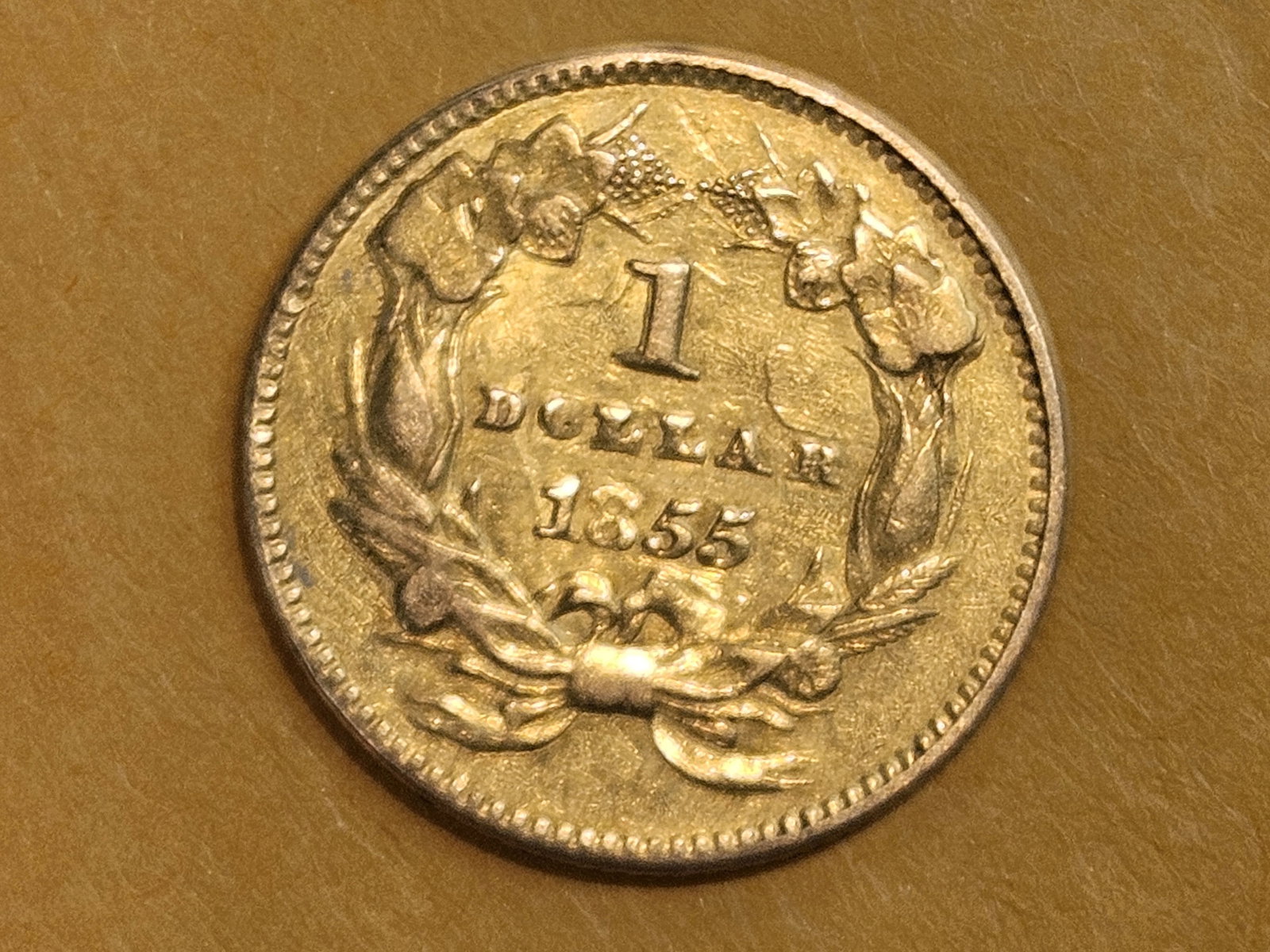 GOLD! Bright 1855 Type 2 Gold Dollar in Extra Fine plus - details - 4