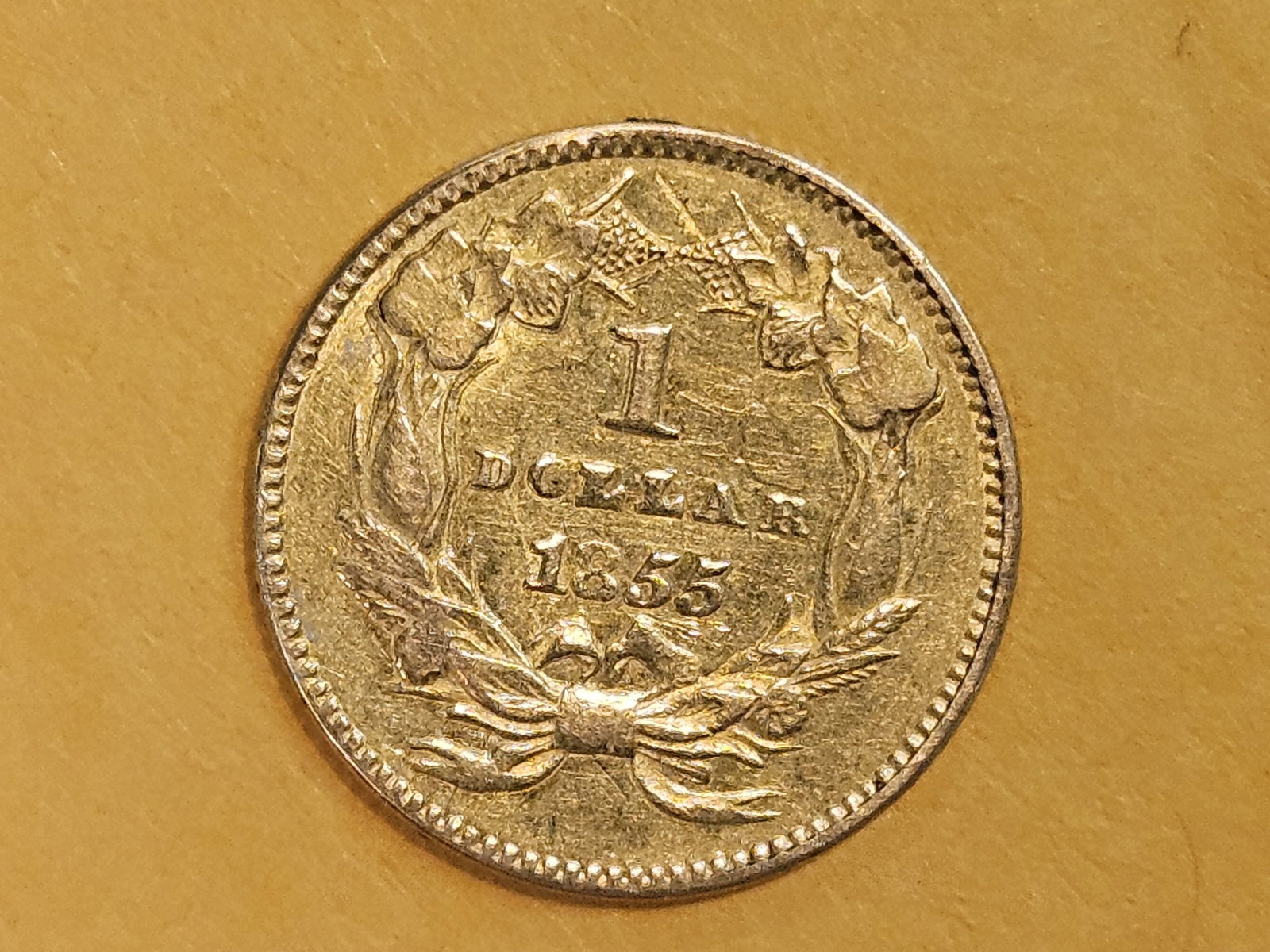 GOLD! Bright 1855 Type 2 Gold Dollar in Extra Fine plus - details - 5