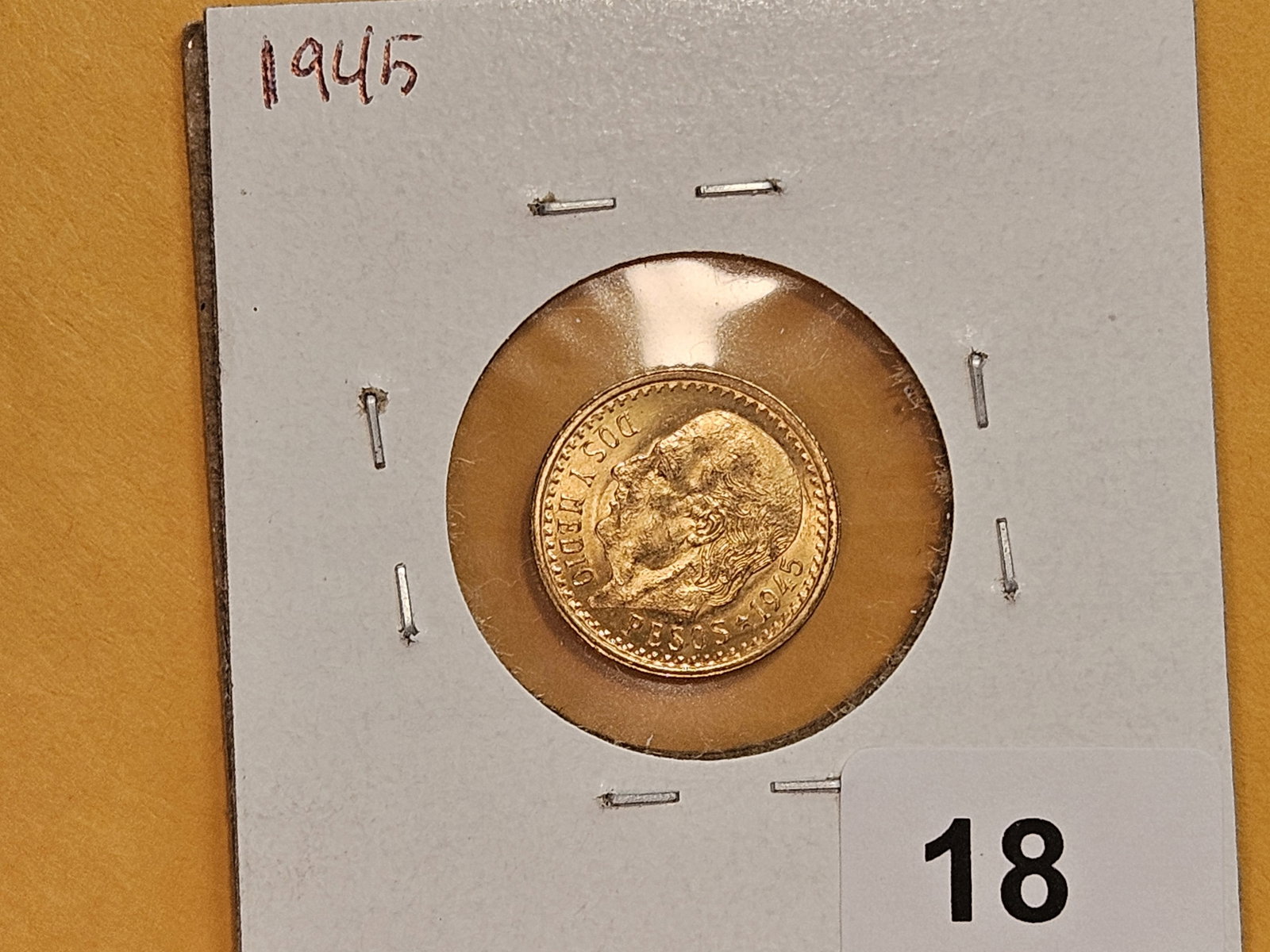 GOLD! GEM Brilliant Uncirculated 1945 Mexico Gold 2.5 pesos - 2