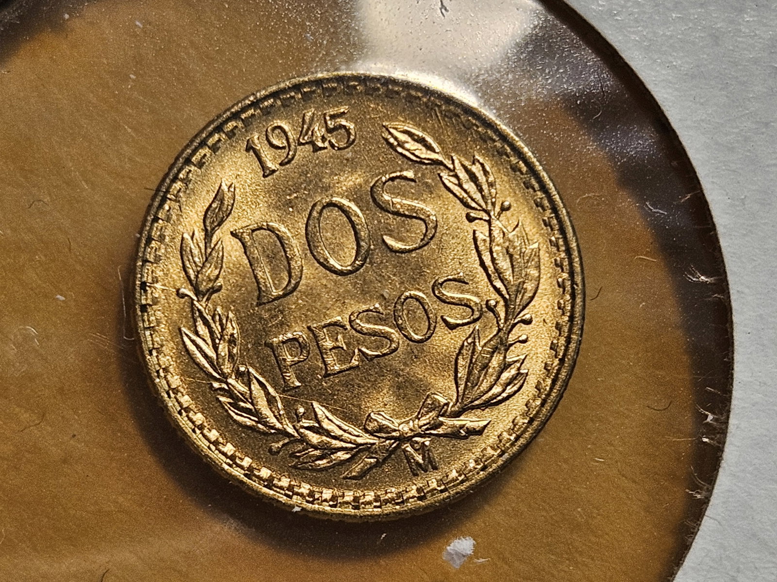 GOLD! GEM Brilliant Uncirculated 1945 Mexico Gold 2 pesos - 2
