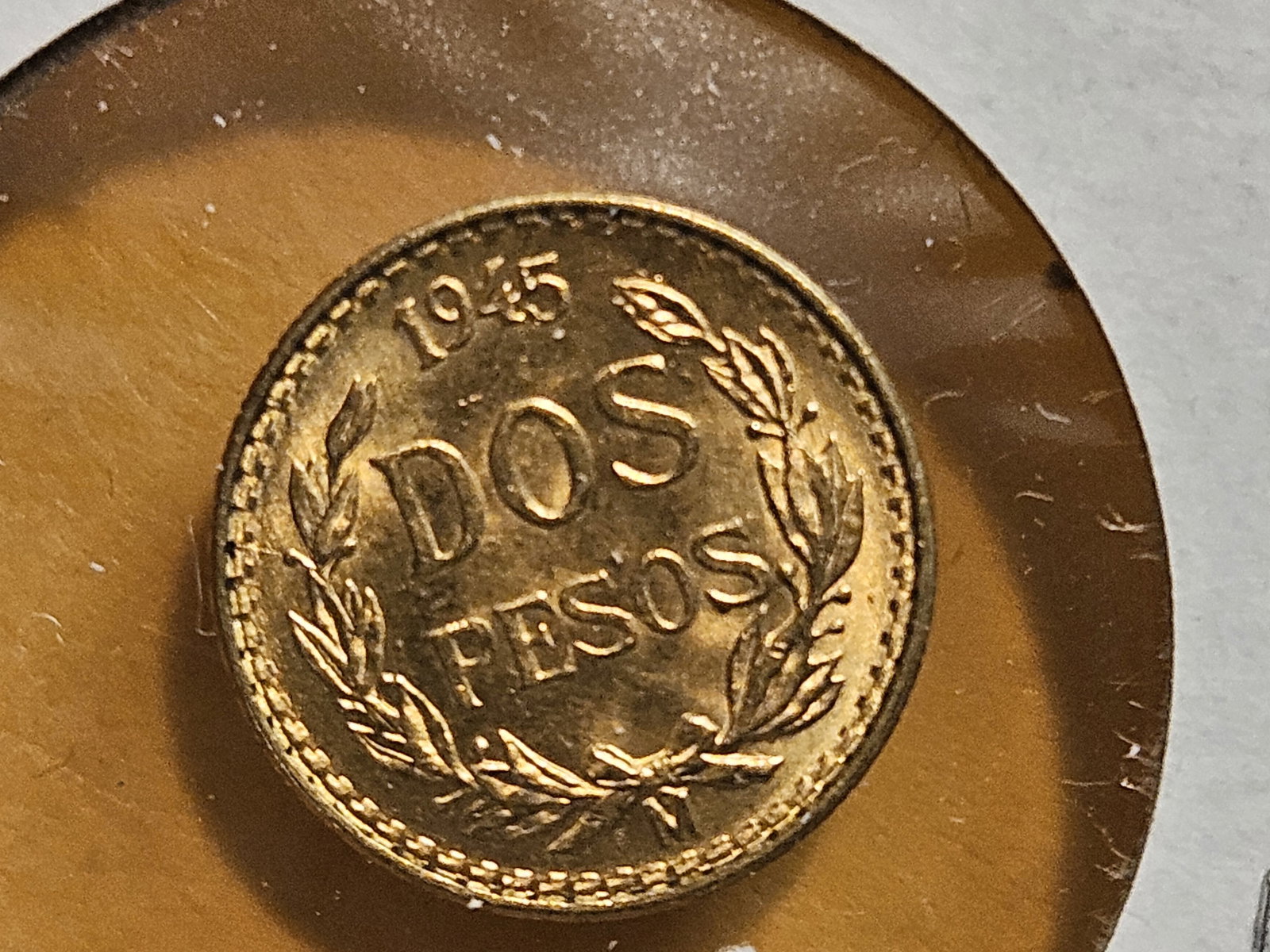 GOLD! GEM Brilliant Uncirculated 1945 Mexico Gold 2 pesos - 3