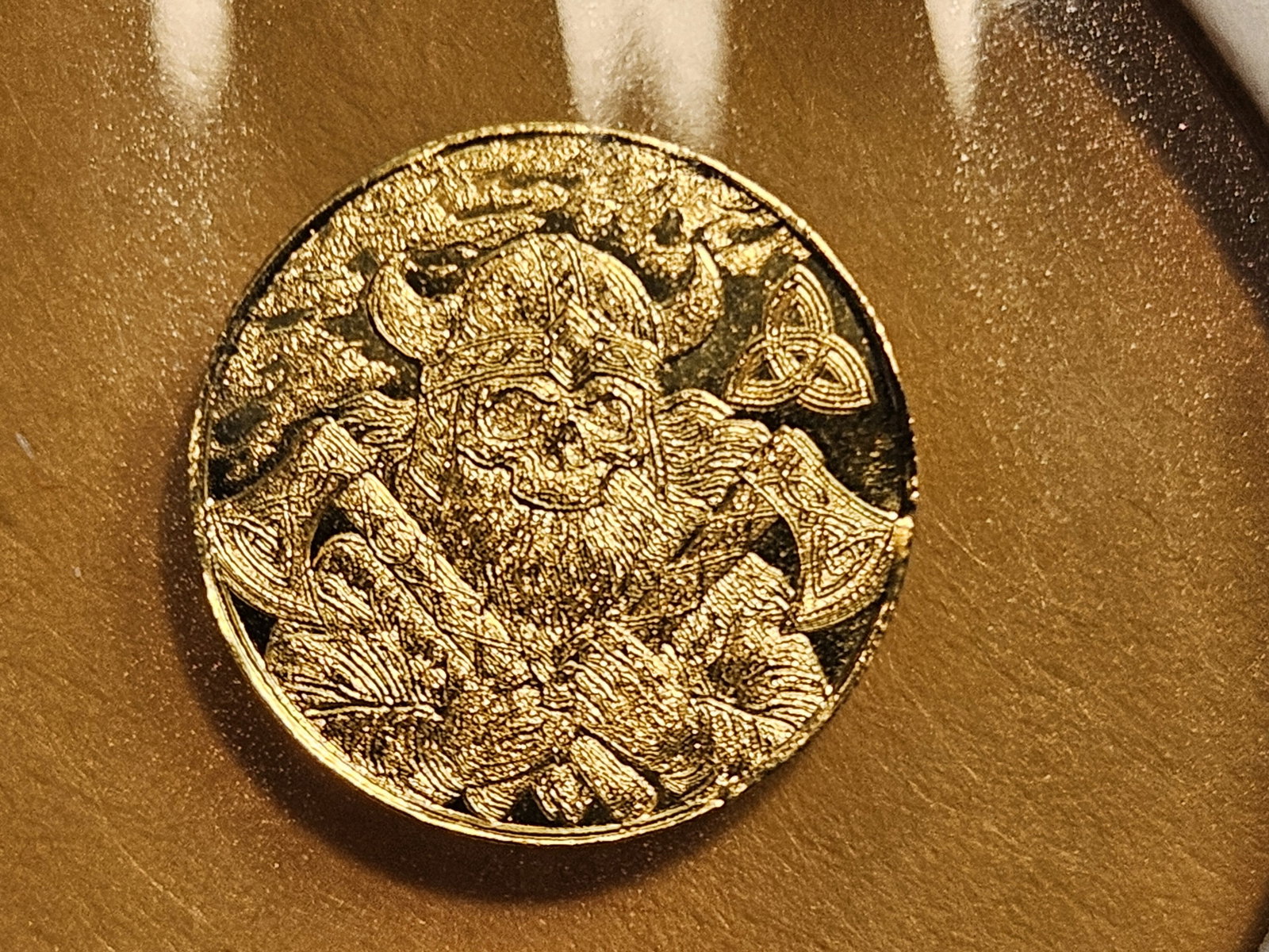 GOLD! GEM .9999 fine gold art round: Viking