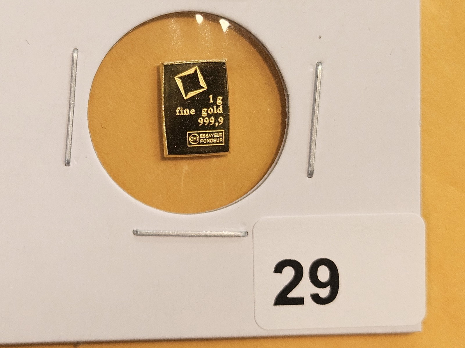 GOLD! Valcambi Suisse One Gram .9999 fine gold bar: From a Valacambi Combi-bar