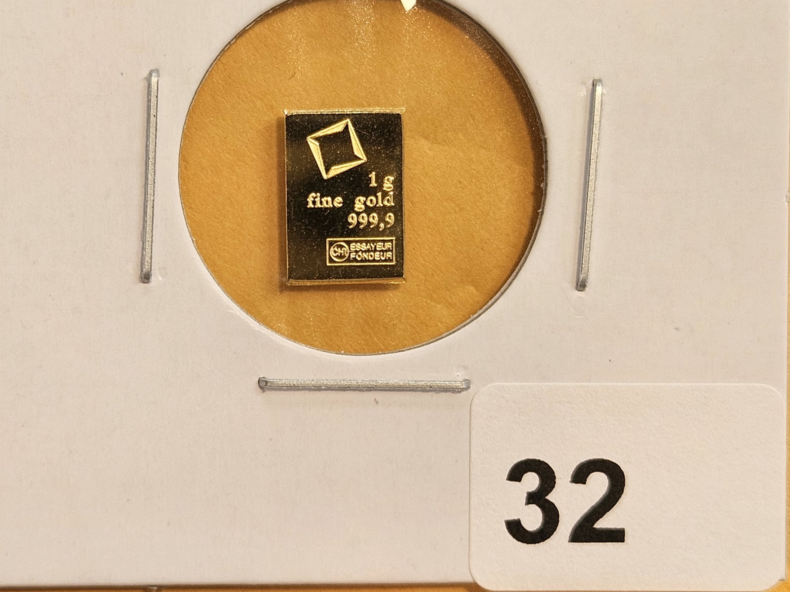 GOLD! Valcambi Suisse One Gram .9999 fine gold bar: From a Valacambi Combi-bar