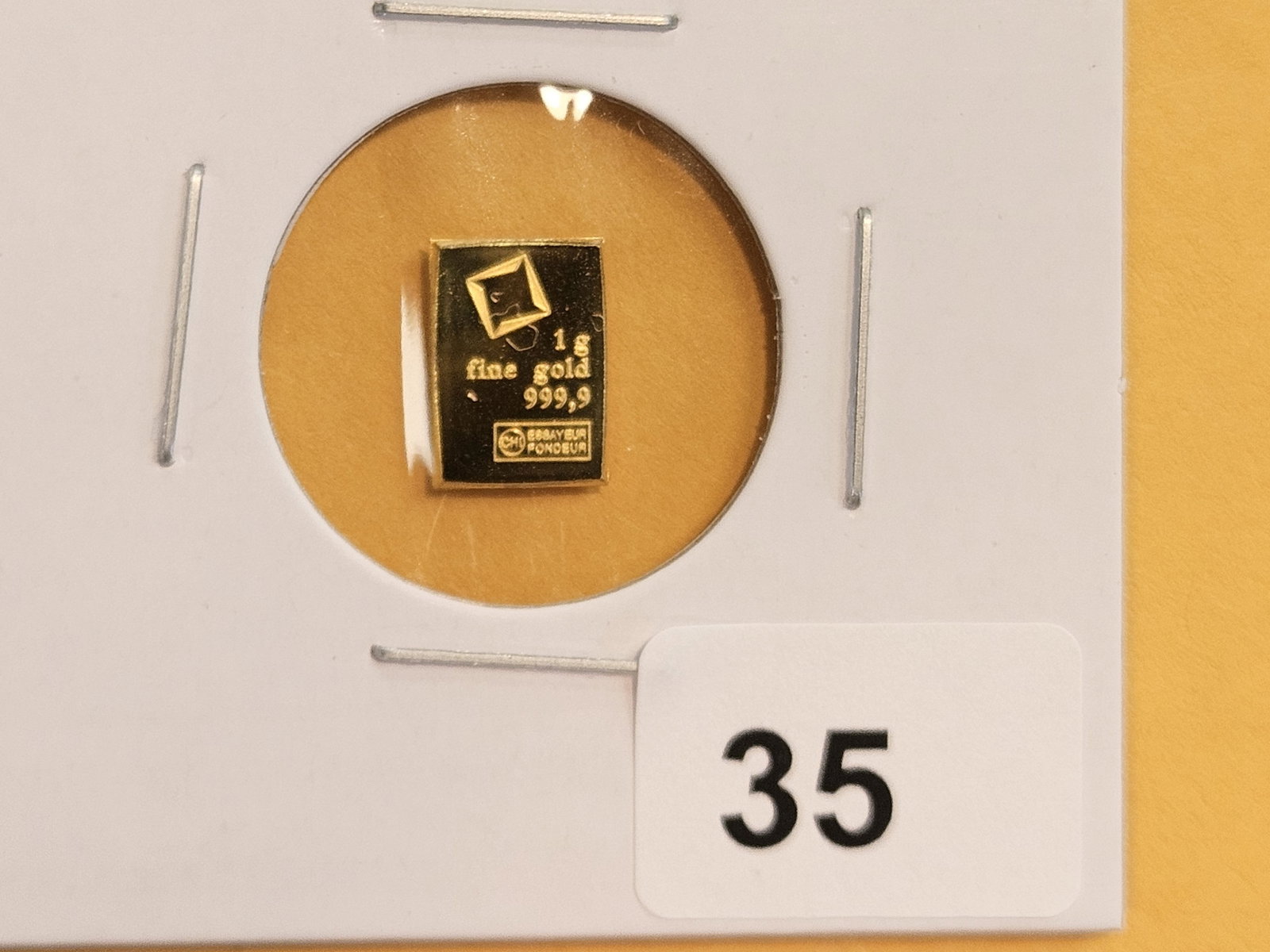 GOLD! Valcambi Suisse One Gram .9999 fine gold bar: From a Valacambi Combi-bar