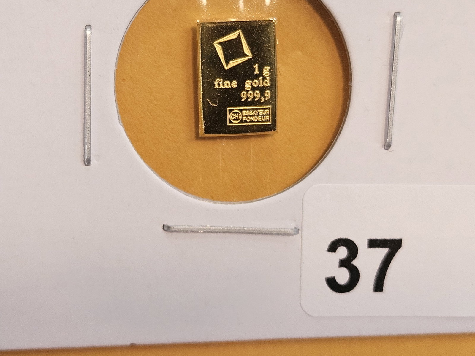 GOLD! Valcambi Suisse One Gram .9999 fine gold bar: From a Valacambi Combi-bar