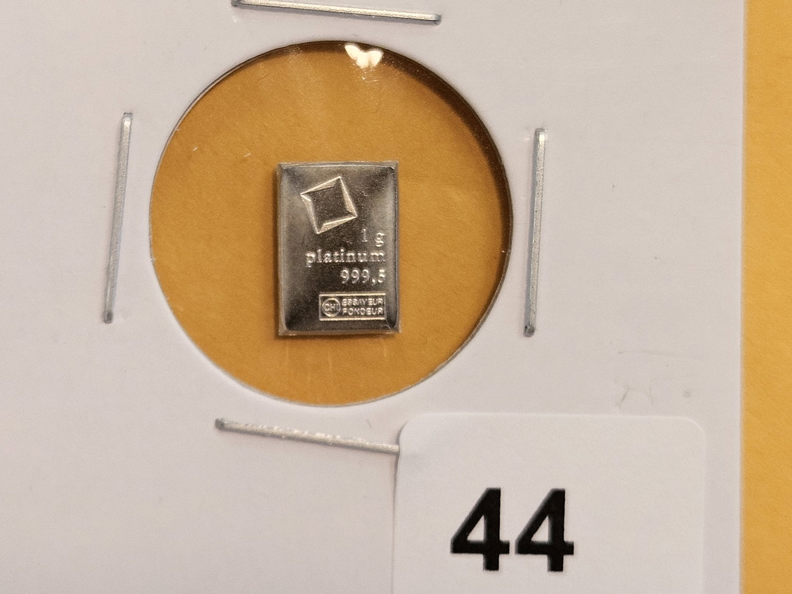PLATINUM! Valcambi Suisse One Gram .9995 fine Platinum Bar: From a Valacambi Combi-bar