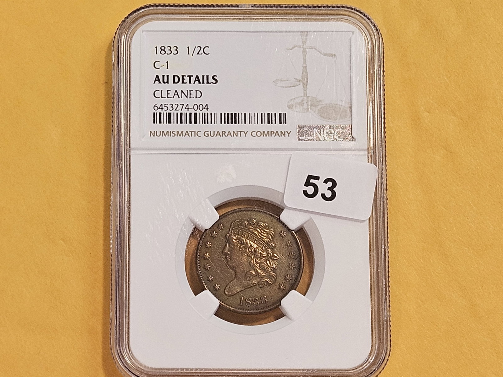 NGC 1833 Classic Head Half Cent in About Uncirculated plus - details - 2