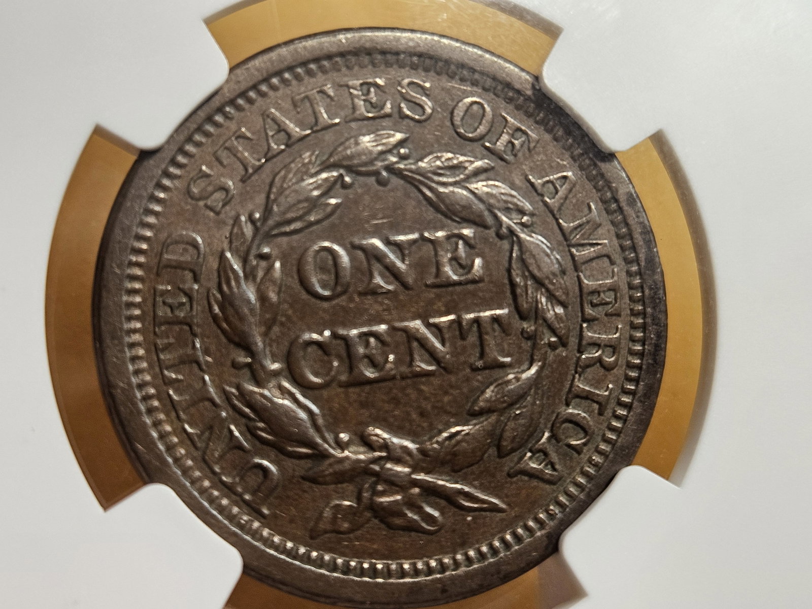 NGC 1857 Large Date Braided Hair Large Cent in About Uncirculated - 55 Brown - 5